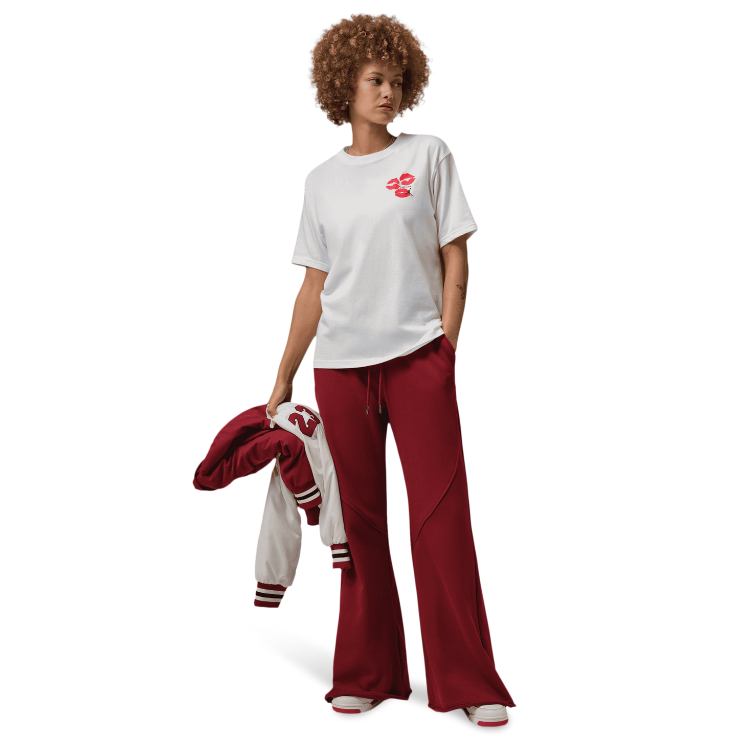 Jordan Flight Graphic KISS T-Shirt - Women's - White/Red