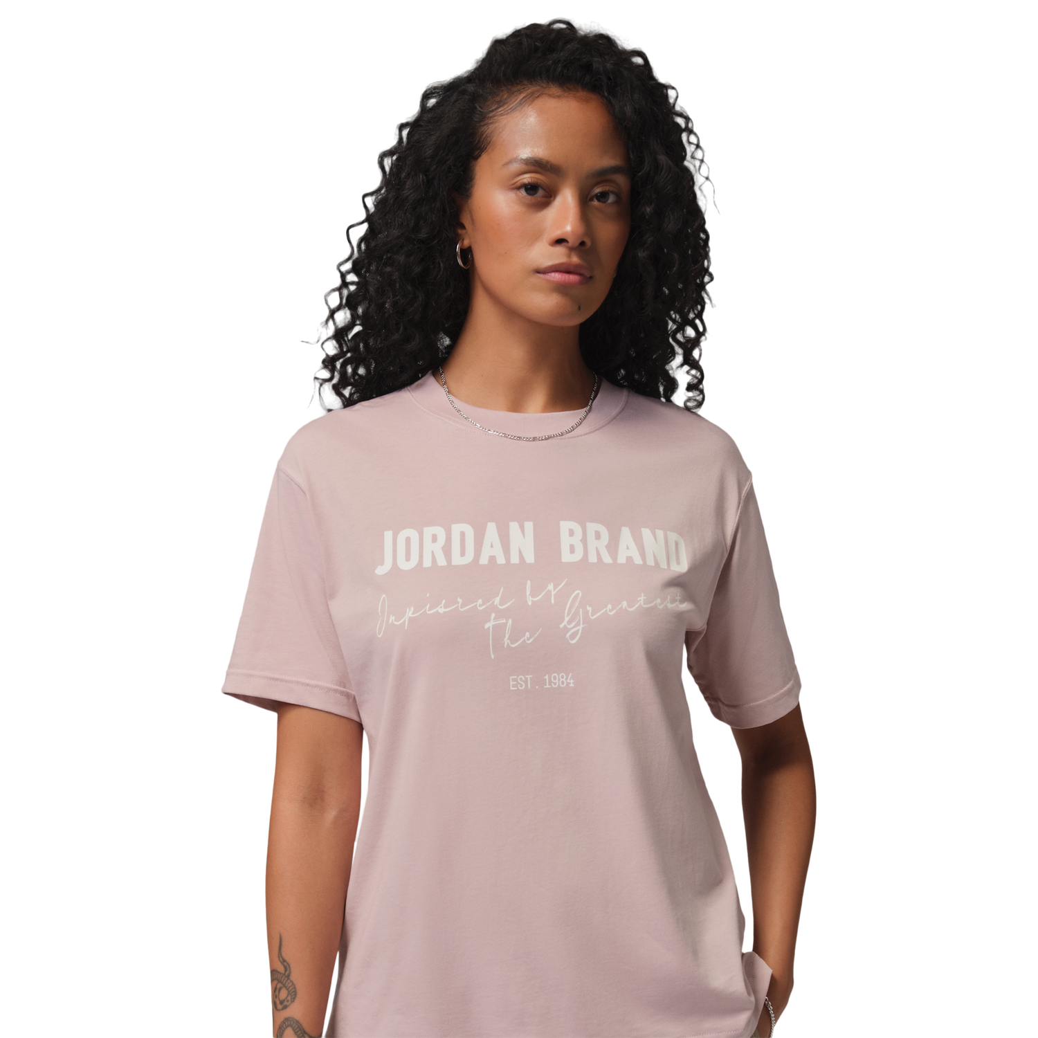 Jordan Brooklyn GF GFX Tee - Women's - Sail/Particle Rose