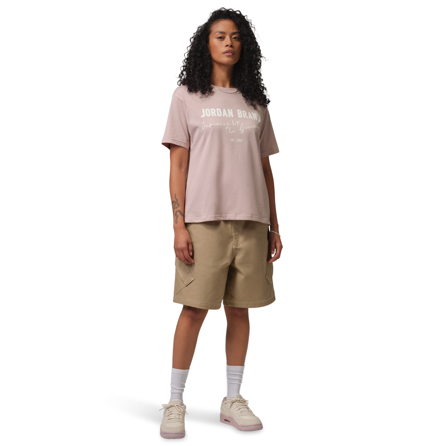 Jordan Brooklyn GF GFX Tee - Women's - Sail/Particle Rose
