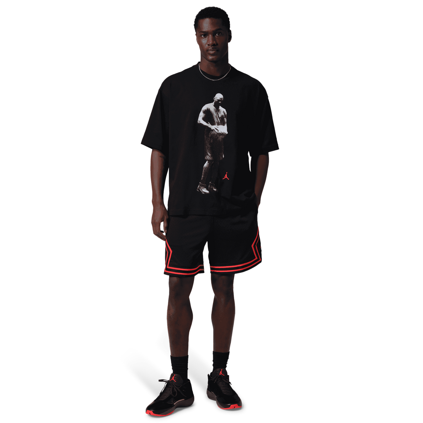 Jordan Dri-FIT SPT Statement Graphic Short Sleeve Crew - Men's - Infrared 23/Black