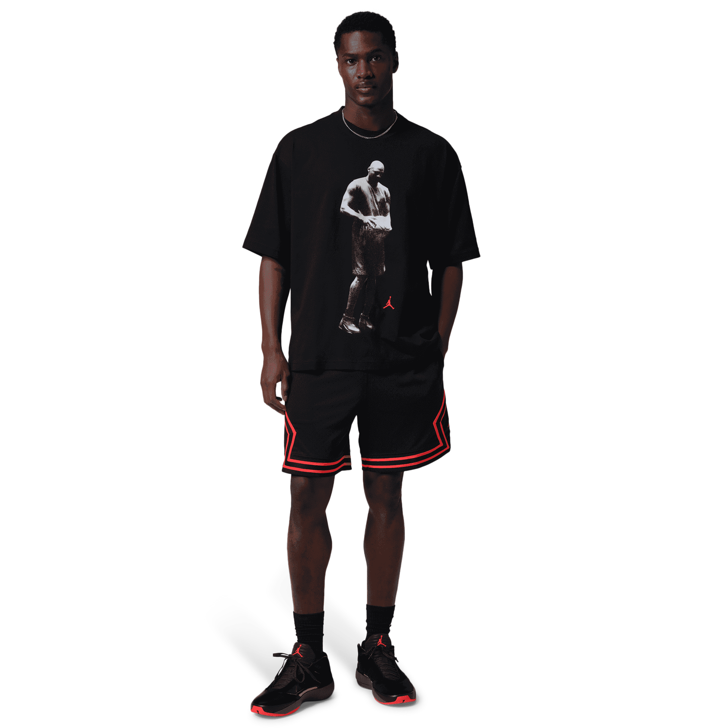 Jordan Dri-FIT SPT Statement Graphic Short Sleeve Crew - Men's - Infrared 23/Black