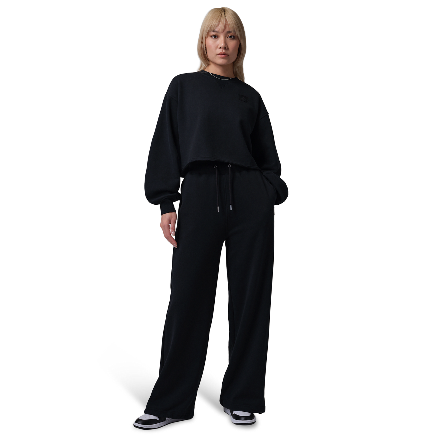 Jordan FLIGHT FLEECE CROP - Women's - Black/Dk Smoke Grey