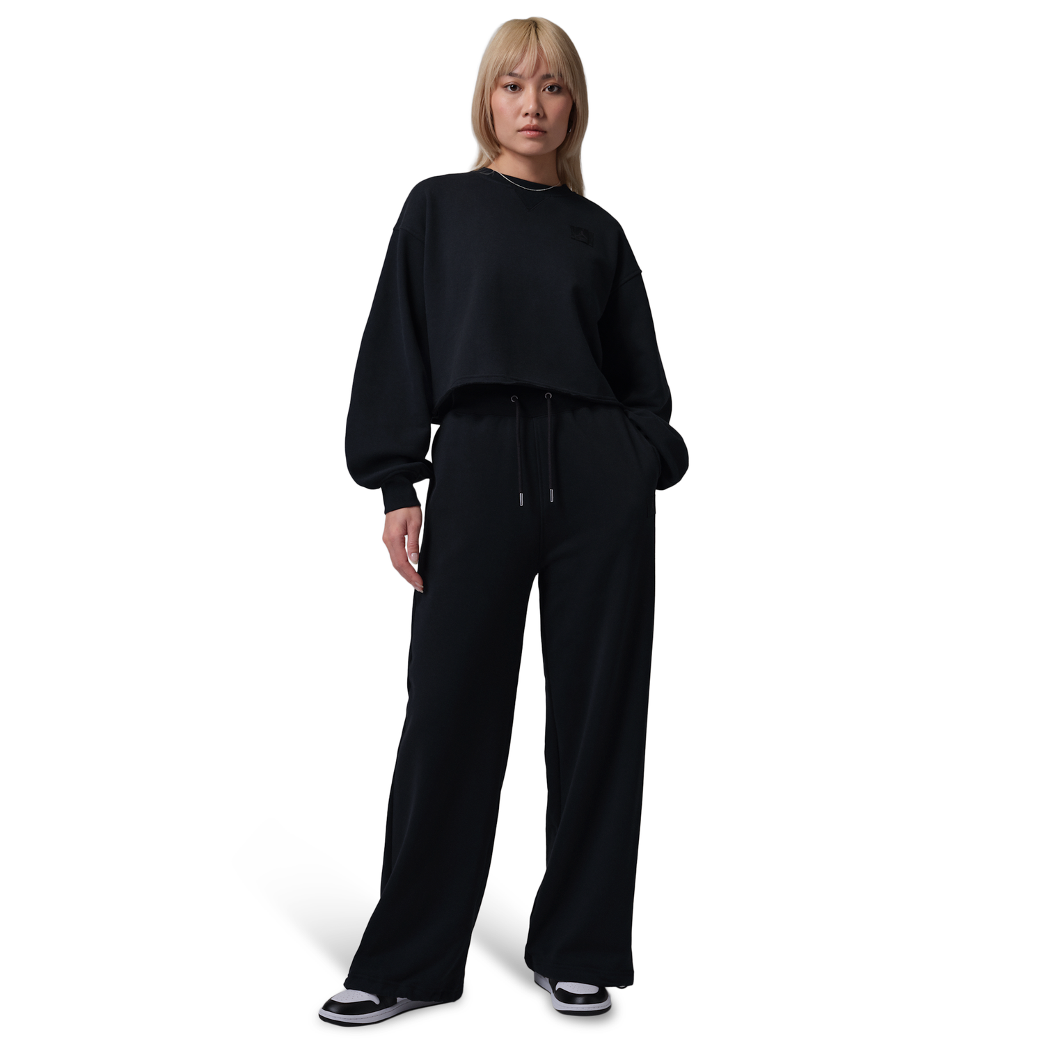 Jordan FLIGHT FLEECE CROP - Women's - Black/Dk Smoke Grey