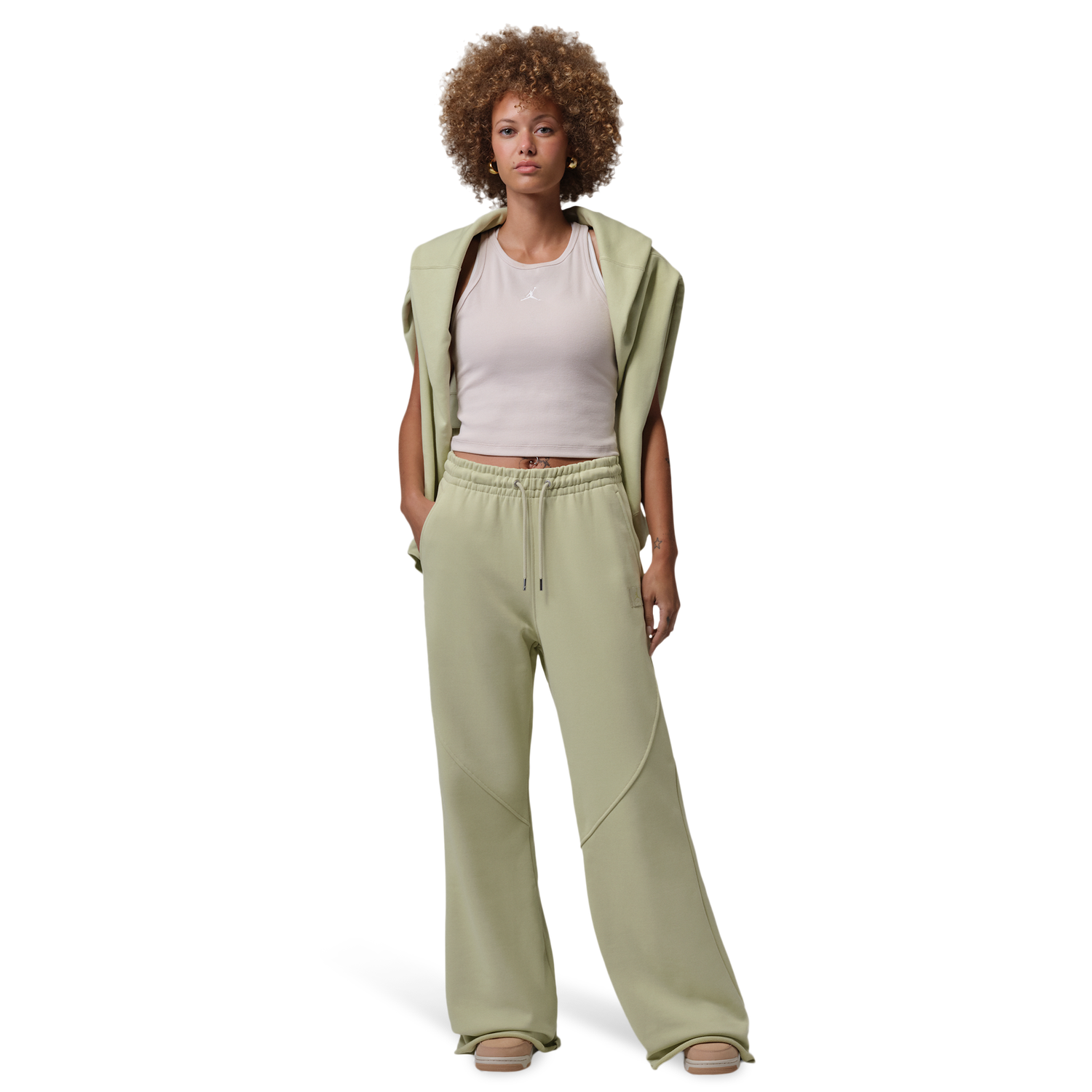 Jordan Flight Fleece FLR Pants - Women's - Lawn/Olive Aura