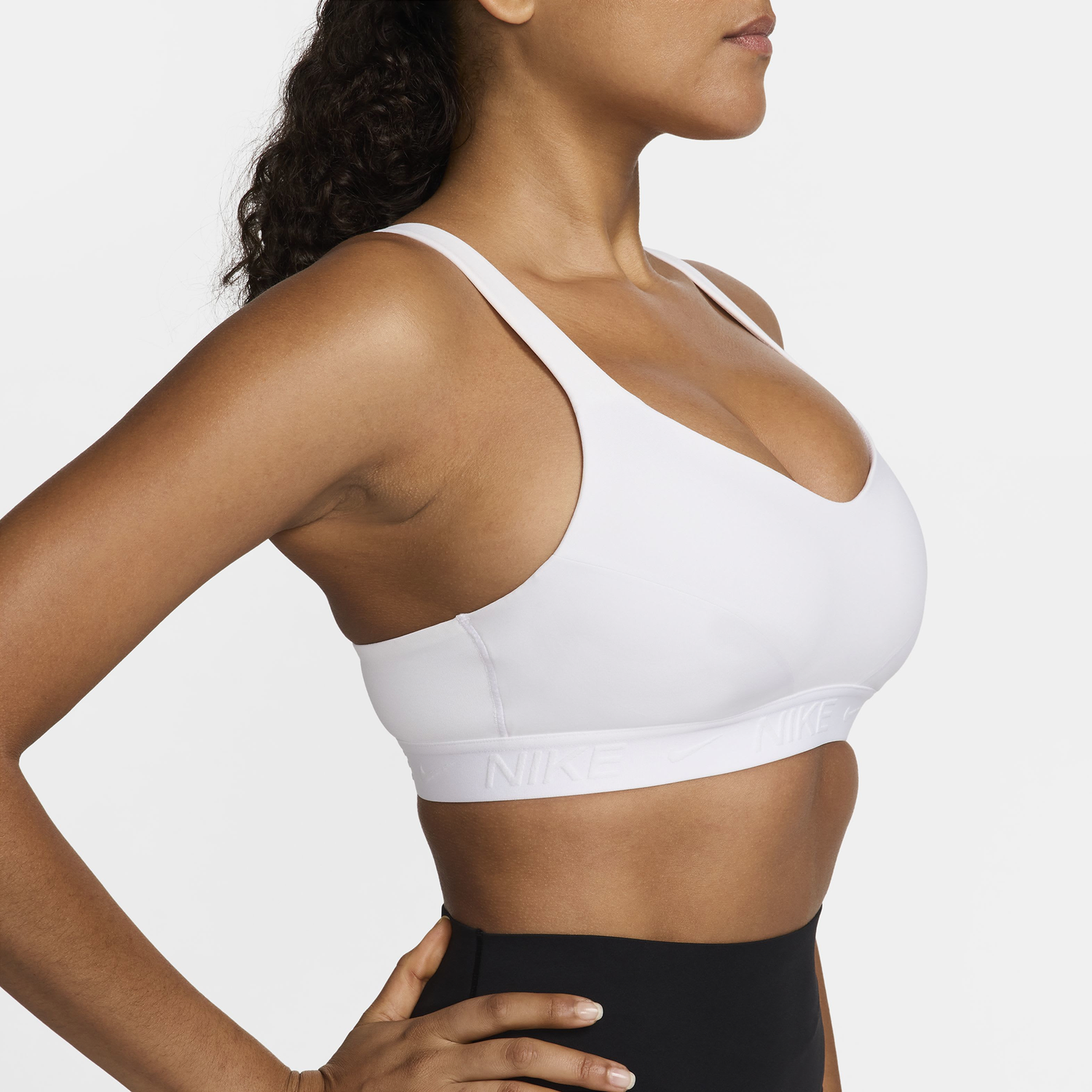 Nike Indy High DF Sports Bra - Women's - White/Stone Mauve/White