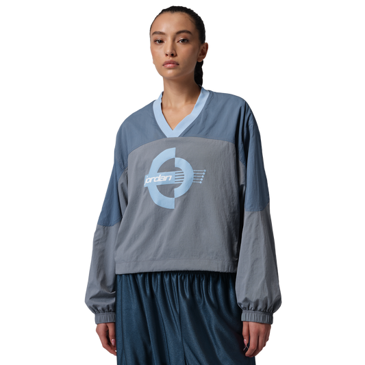 Jordan Brooklyn Woven Long Sleeve Graphic T-Shirt - Women's - Psychic Blue/White