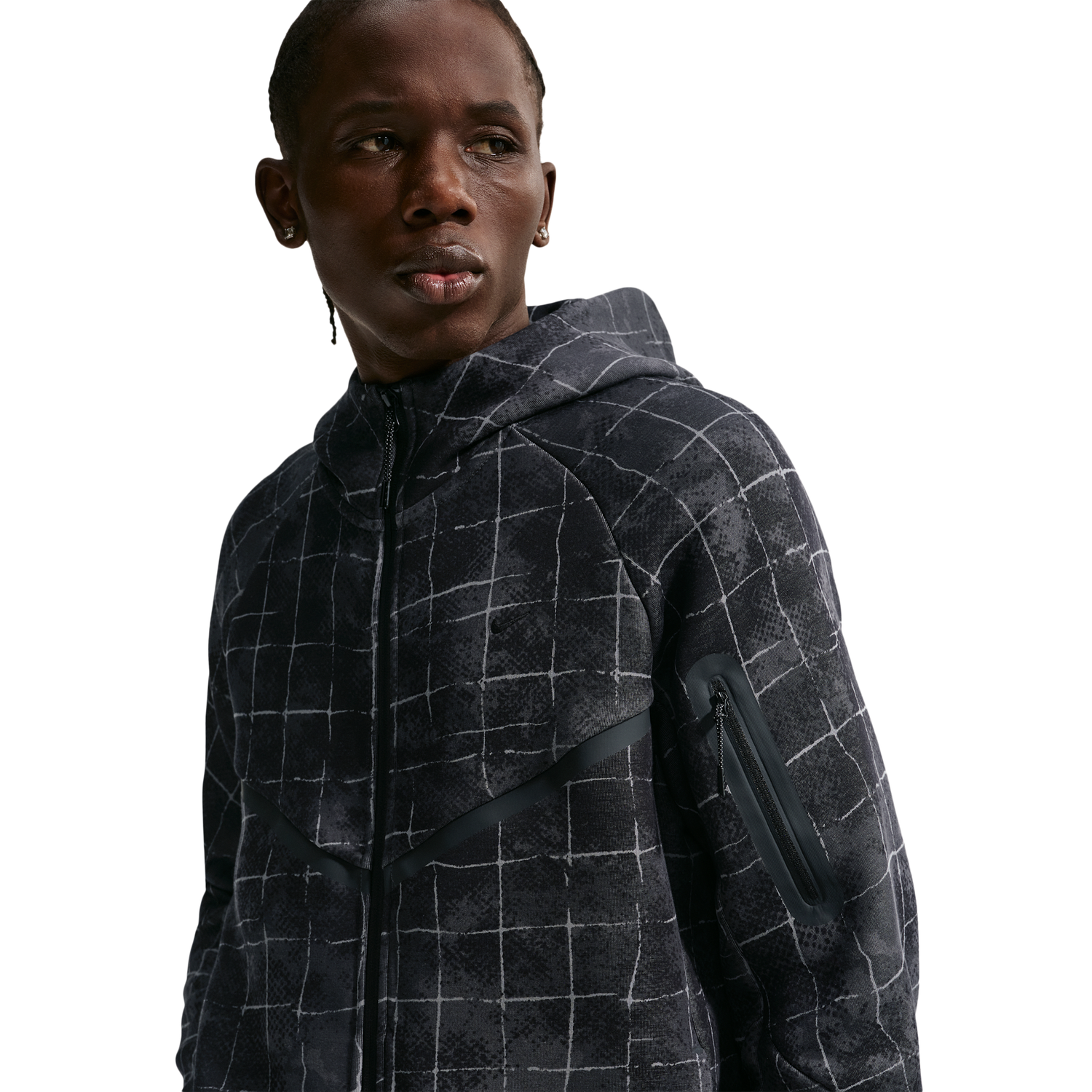 Nike Tech Fleece Full Zip Windrunner Jacket - Men's - Black/Iron Grey