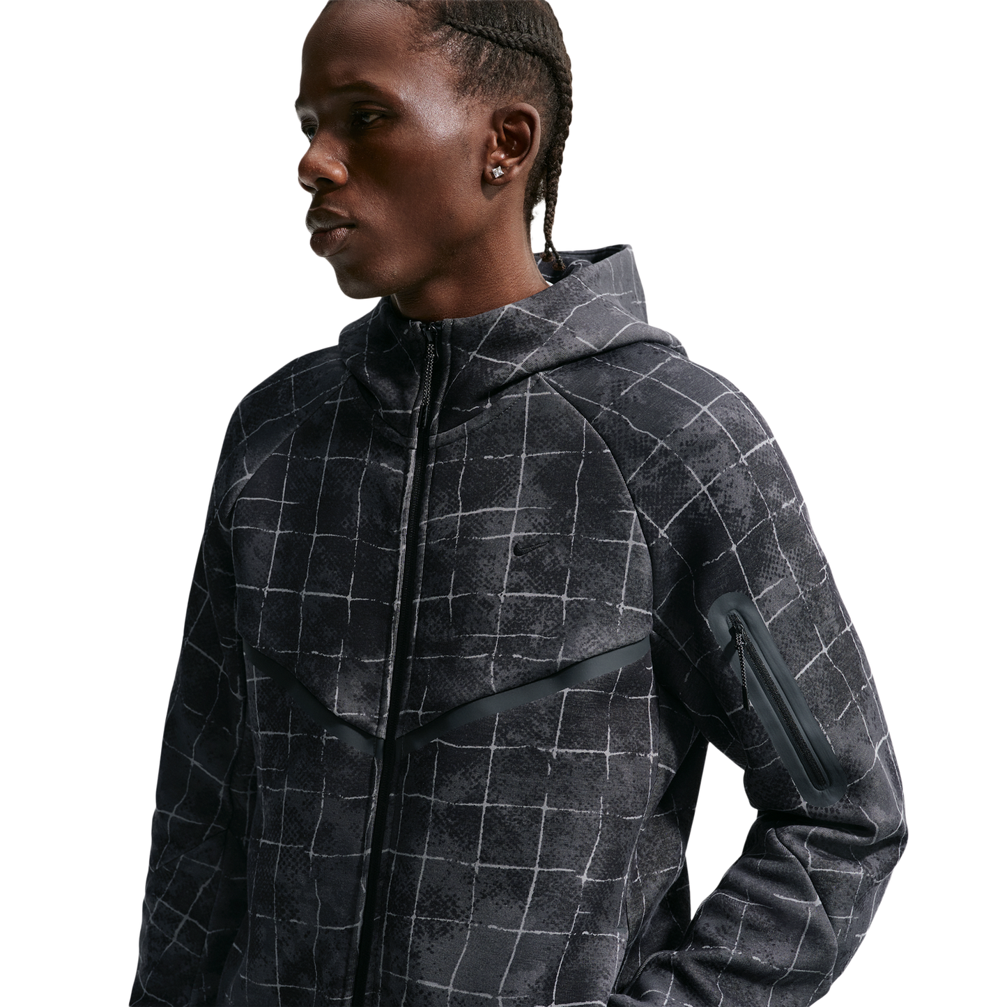 Nike Tech Fleece Full Zip Windrunner Jacket - Men's - Black/Iron Grey