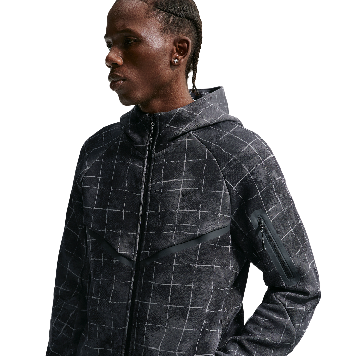 Nike Tech Fleece Full Zip Windrunner Jacket - Men's - Black/Iron Grey