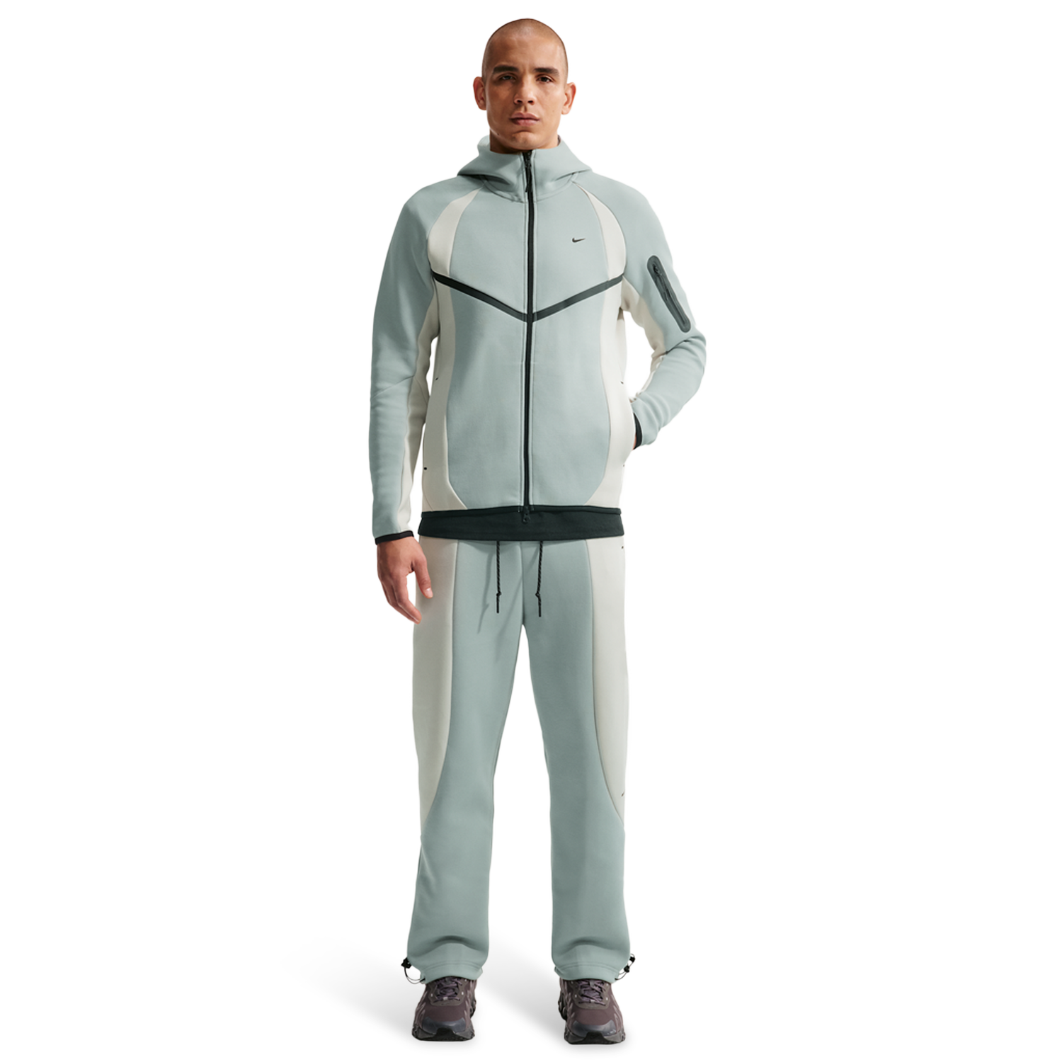 Nike Tech Fleece Pro Cb Open Hem Pants - Men's - Light Bone/Black/Light Pumice