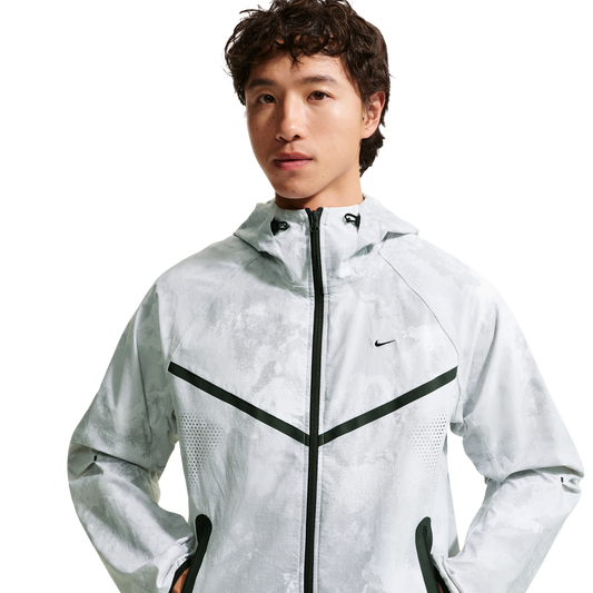 Nike Drifit Tech Woven FZ Windrunner Jacket AOP - Men's - Pure Platinum/Black