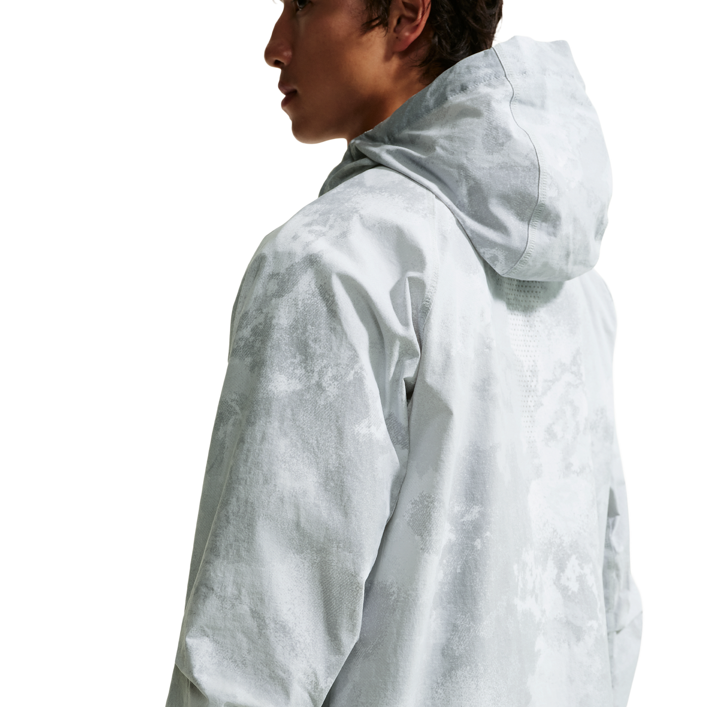 Nike Drifit Tech Woven FZ Windrunner Jacket AOP - Men's - Pure Platinum/Black