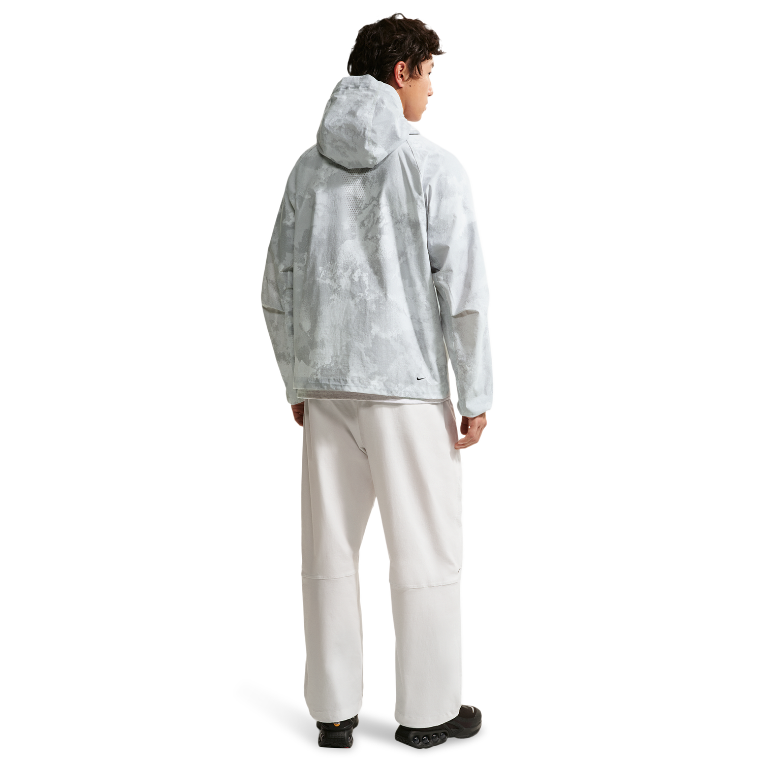 Nike Drifit Tech Woven FZ Windrunner Jacket AOP - Men's - Pure Platinum/Black