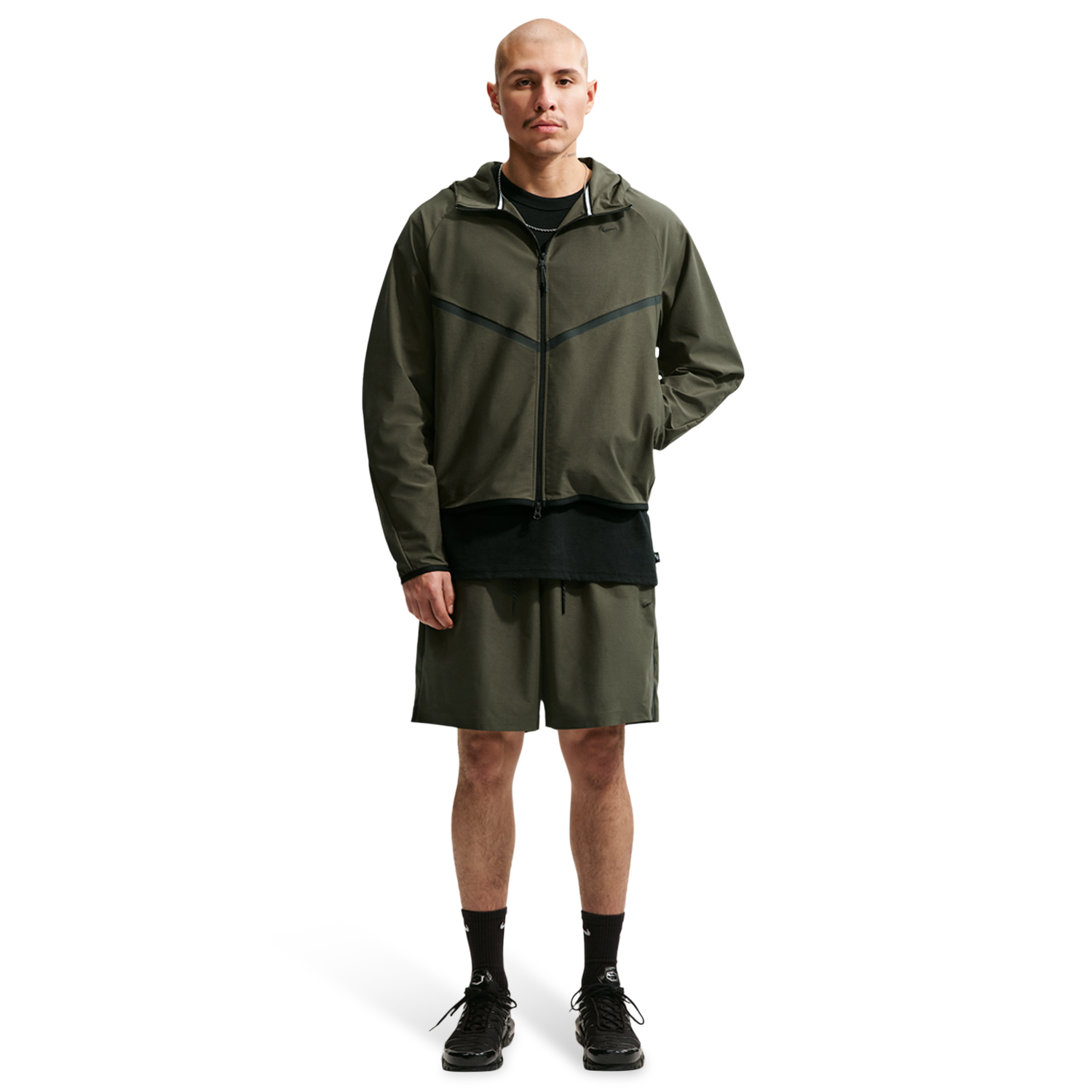 Nike Tech Shori Knit Full-Zip Jacket - Men's - Black/Cargo Khaki