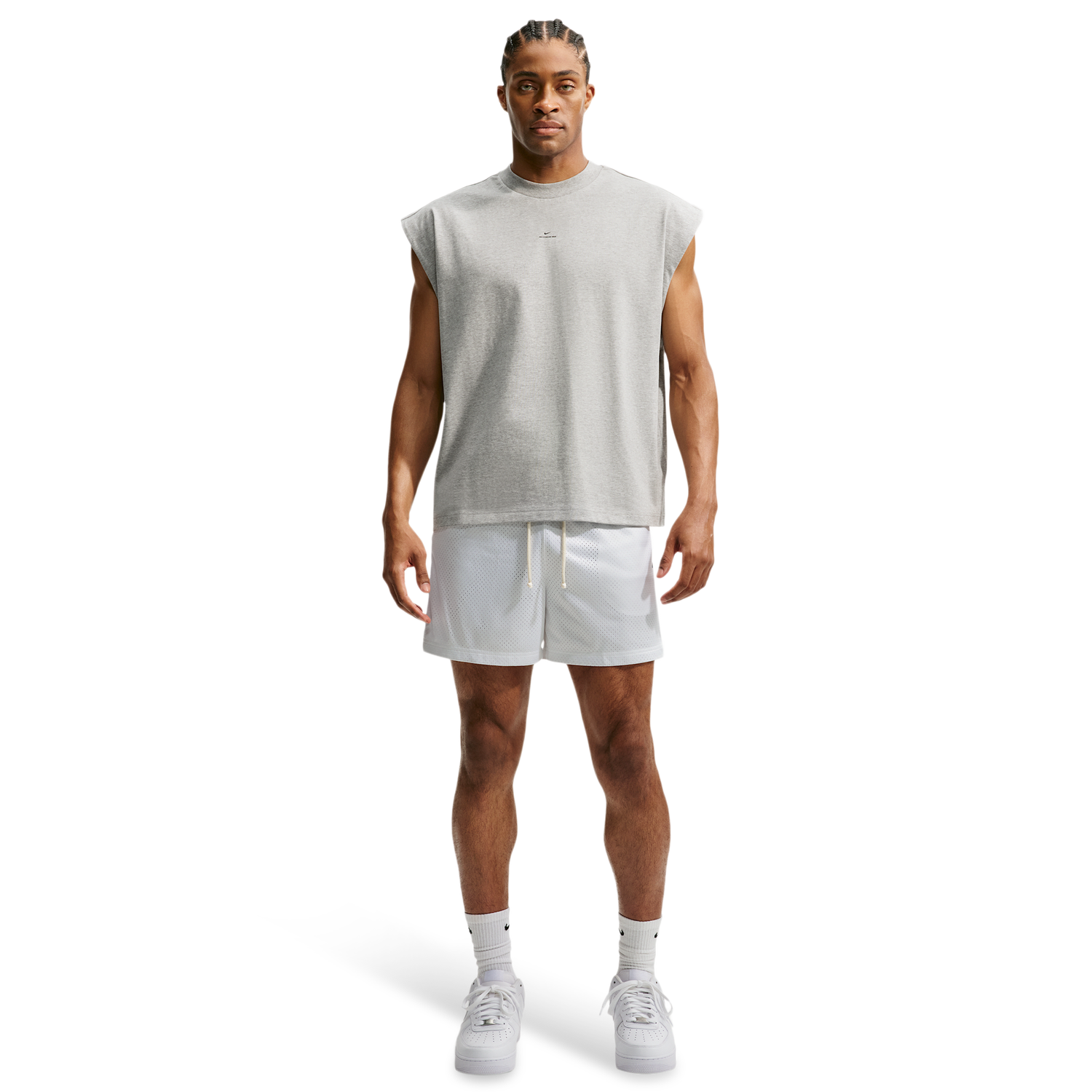 Nike Dri-FIT Standard Issue Mesh 5IN Shorts - Men's - Pale Ivory/White/Black