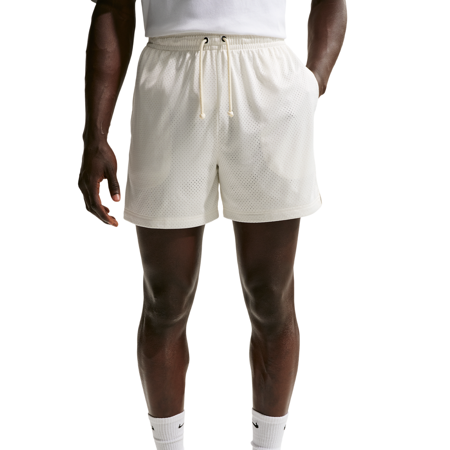 Nike Dri-FIT Standard Issue Mesh 5IN Shorts - Men's - Sail/Black/Pale Ivory