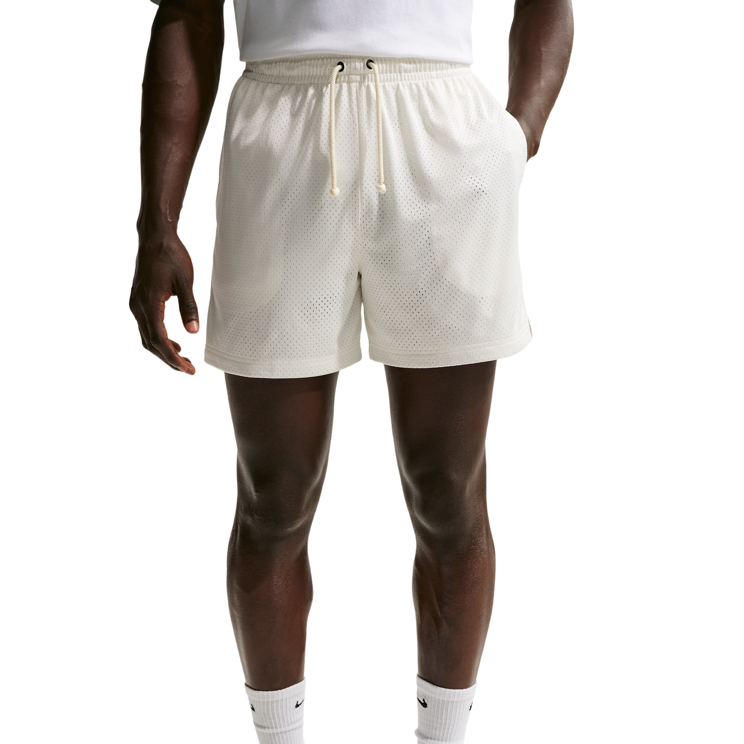 Nike Dri-FIT Standard Issue Mesh 5IN Shorts - Men's - Sail/Black/Pale Ivory