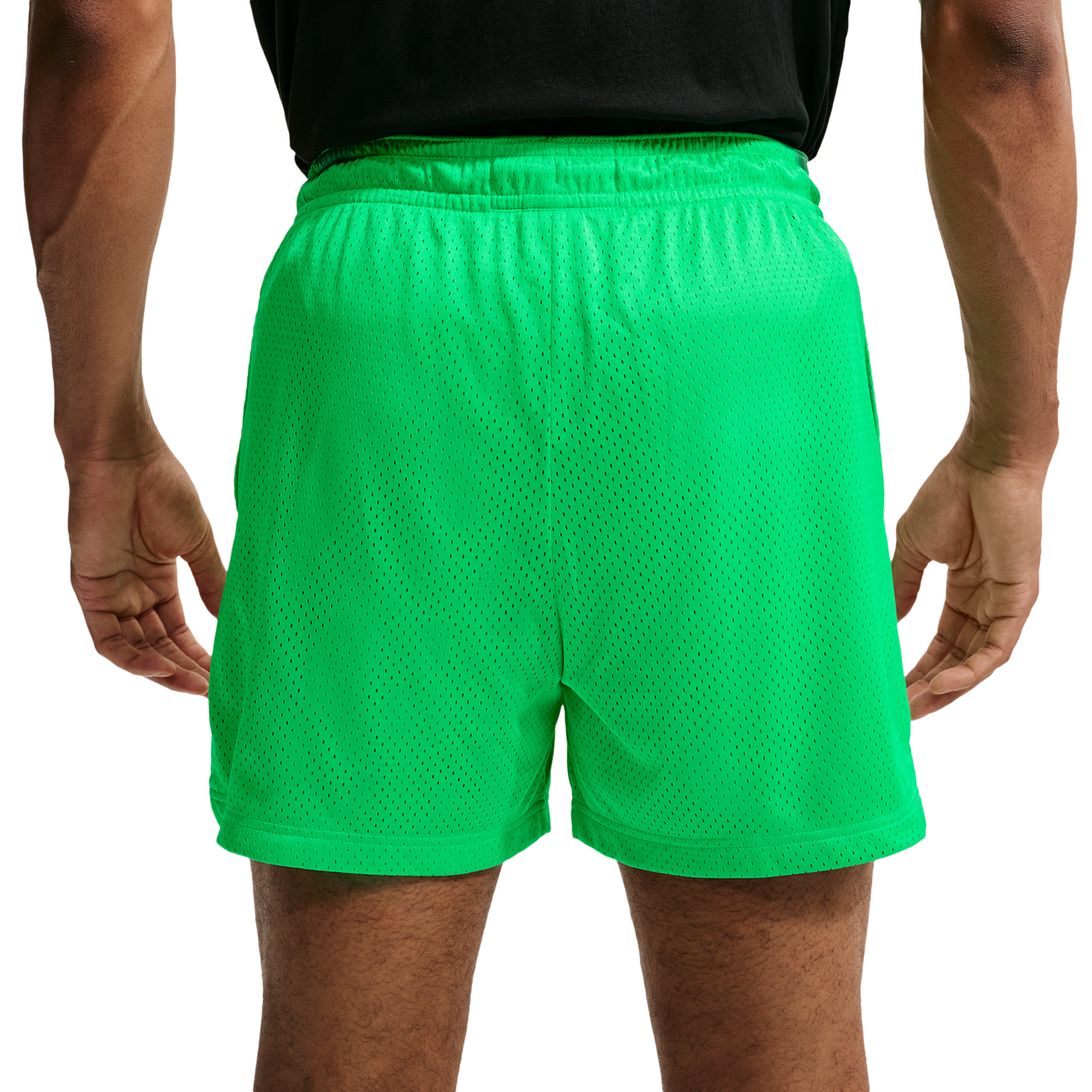 Nike Dri-FIT Standard Issue Mesh 5IN Shorts - Men's - Green Shock/Pale Ivory