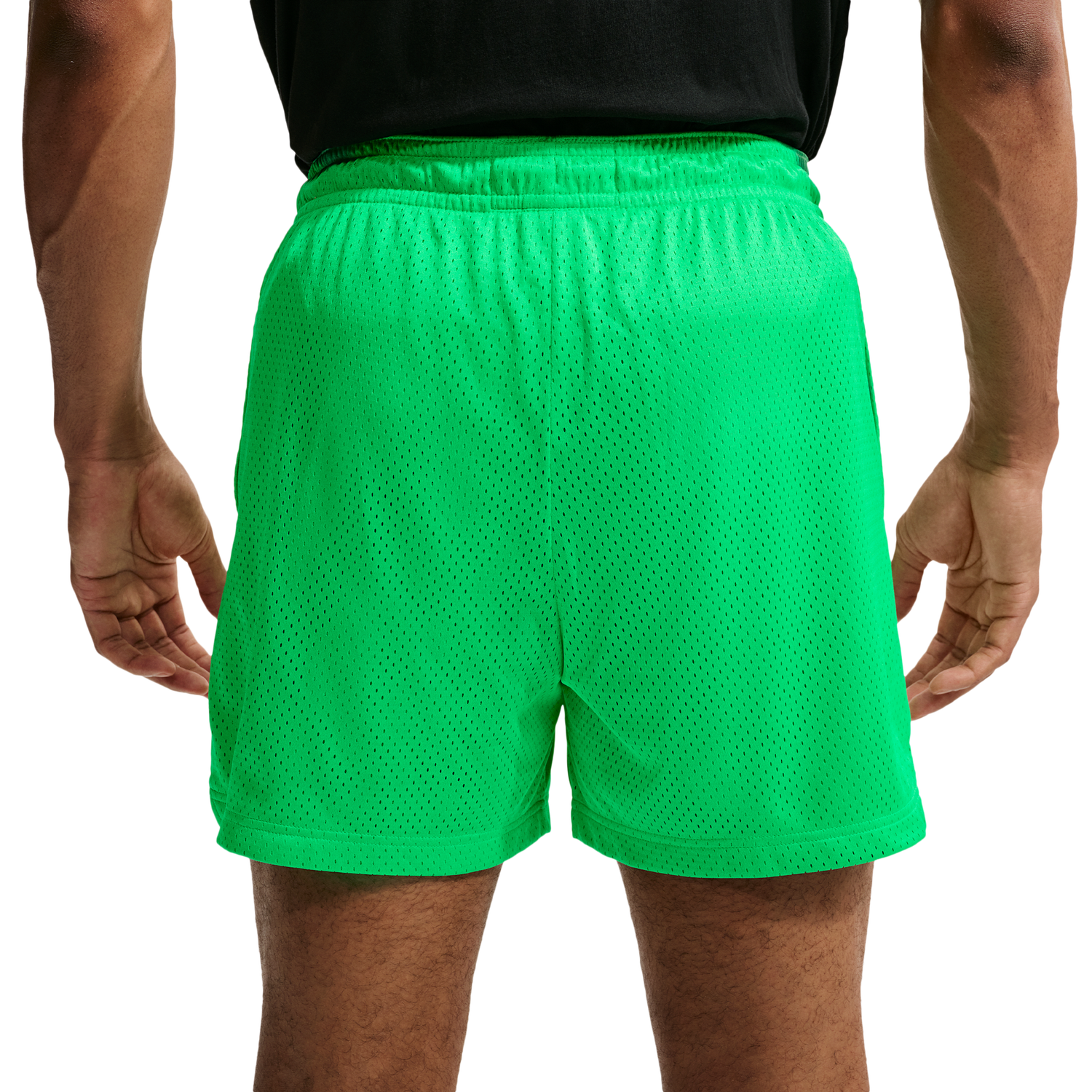 Nike Dri-FIT Standard Issue Mesh 5IN Shorts - Men's - Green Shock/Pale Ivory