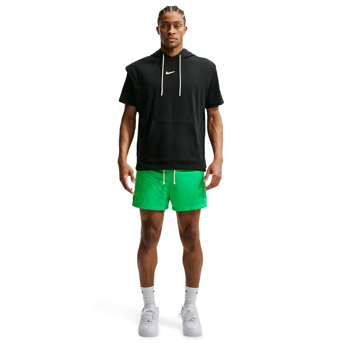 Nike Dri-FIT Standard Issue Mesh 5IN Shorts - Men's - Green Shock/Pale Ivory