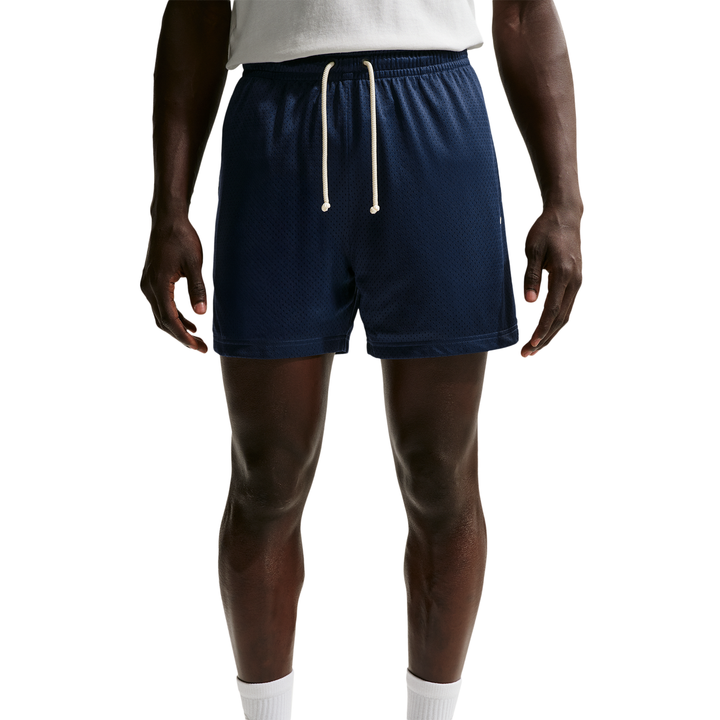 Nike Dri-FIT Standard Issue Mesh 5IN Shorts - Men's - Pale Ivory/Midnight Navy/Pale Ivory