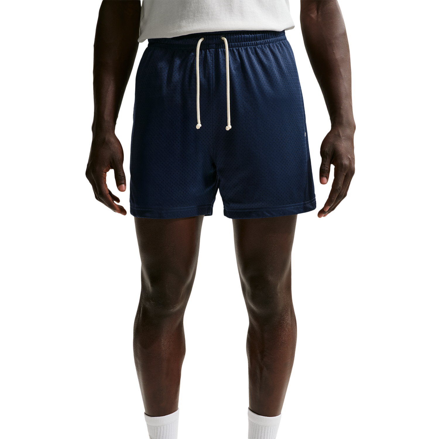Nike Dri-FIT Standard Issue Mesh 5IN Shorts - Men's - Pale Ivory/Midnight Navy/Pale Ivory