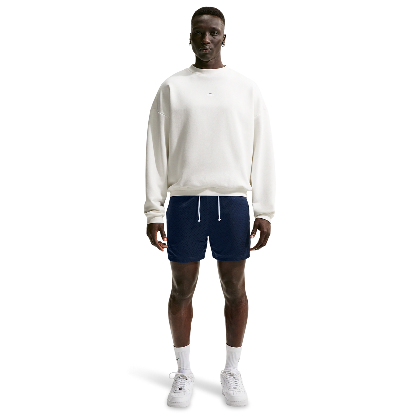 Nike Dri-FIT Standard Issue Mesh 5IN Shorts - Men's - Pale Ivory/Midnight Navy/Pale Ivory