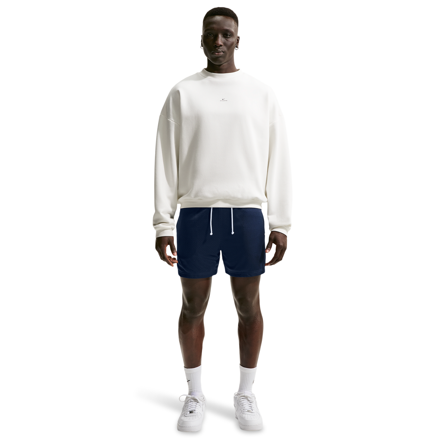 Nike Dri-FIT Standard Issue Mesh 5IN Shorts - Men's - Pale Ivory/Midnight Navy/Pale Ivory
