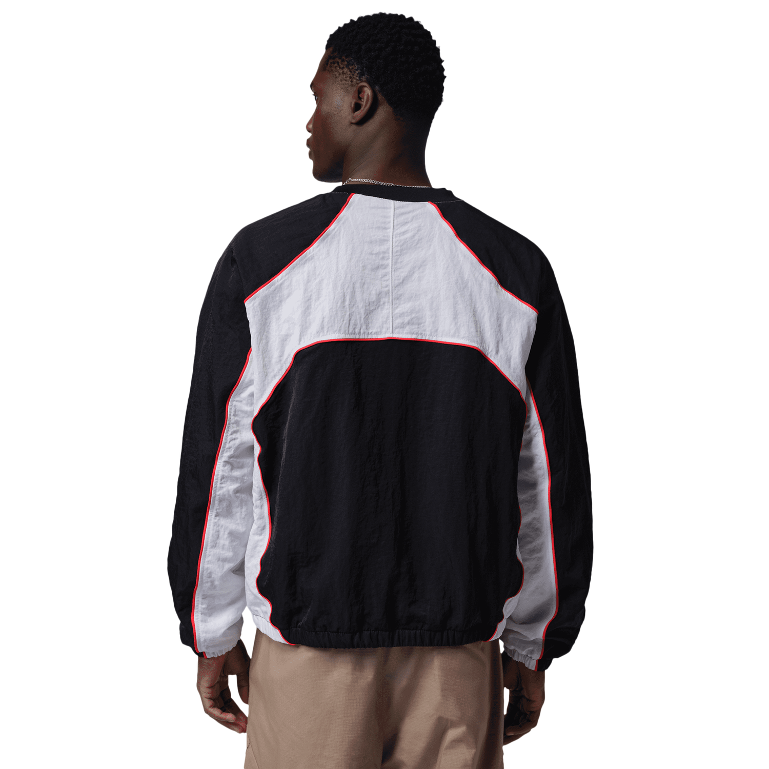 Jordan Flight Long Sleeve Warm-Up Top - Men's - White/Black/Chile Red