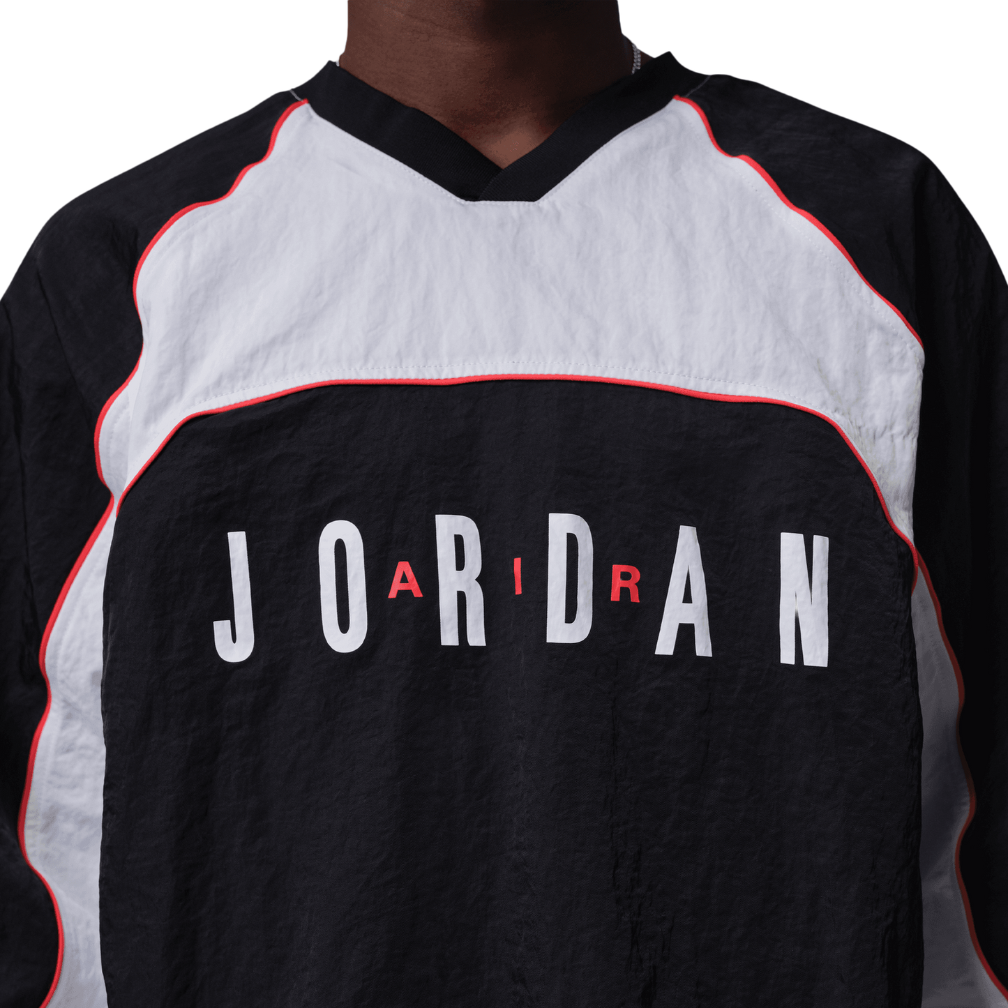 Jordan Flight Long Sleeve Warm-Up Top - Men's - White/Black/Chile Red