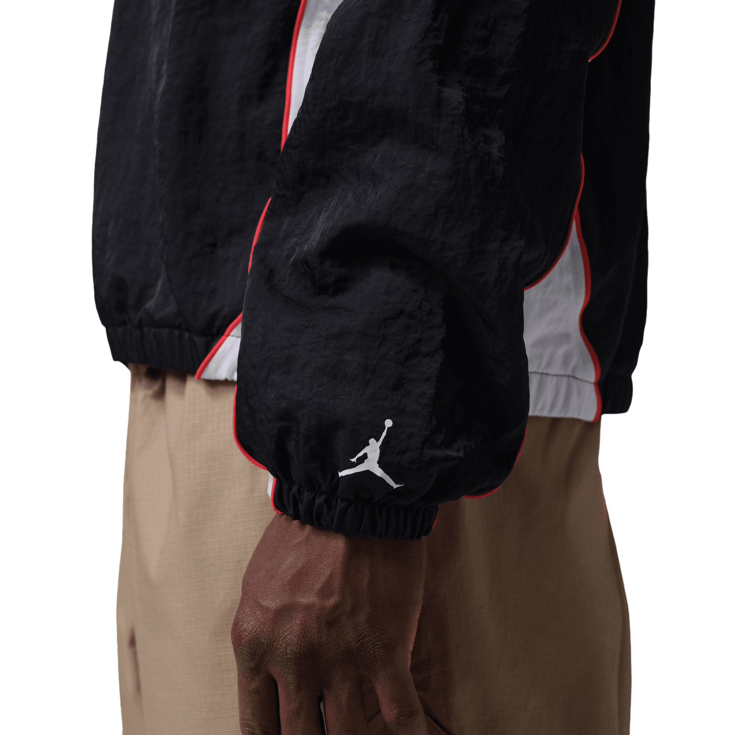 Jordan Flight Long Sleeve Warm-Up Top - Men's - White/Black/Chile Red
