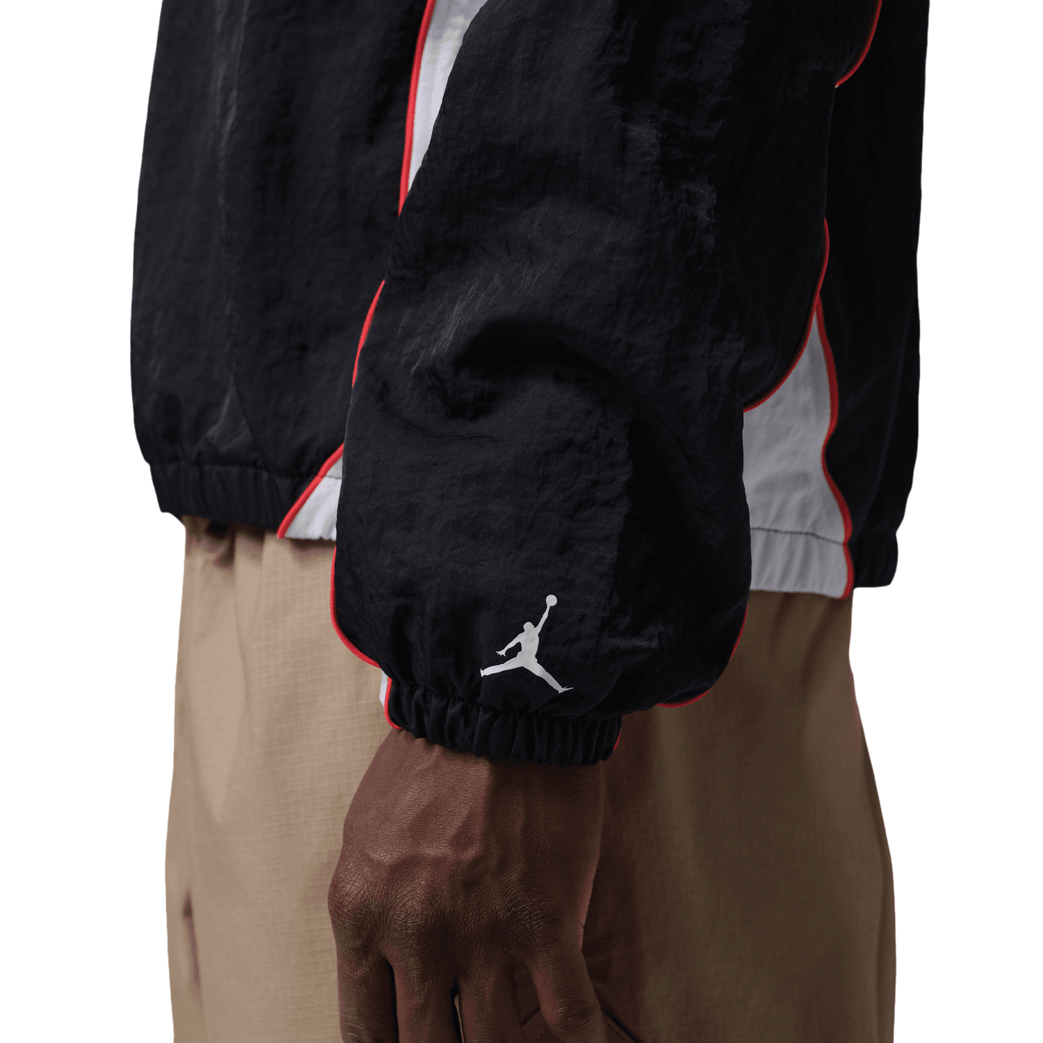Jordan Flight Long Sleeve Warm-Up Top - Men's - White/Black/Chile Red