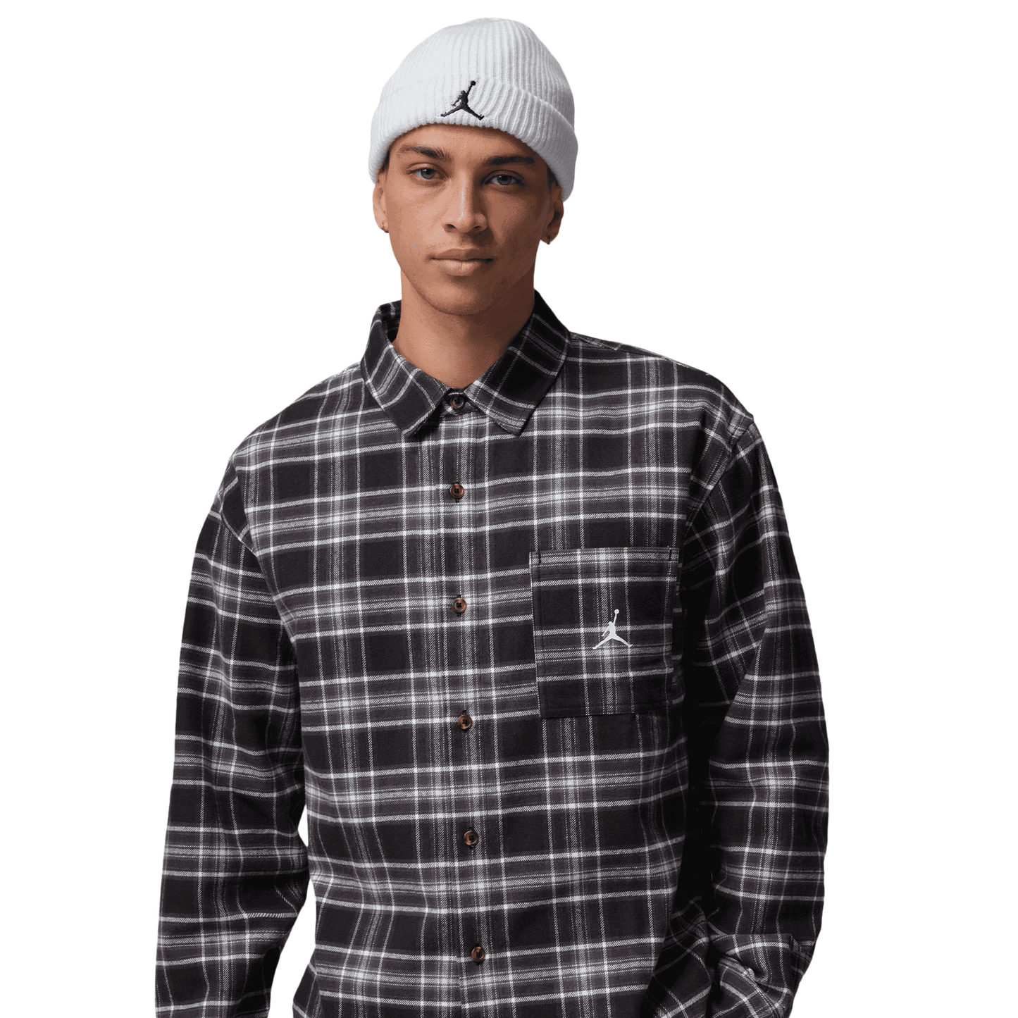 Jordan Brooklyn Flannel Graphic Long Sleeve - Men's - Black/Sail