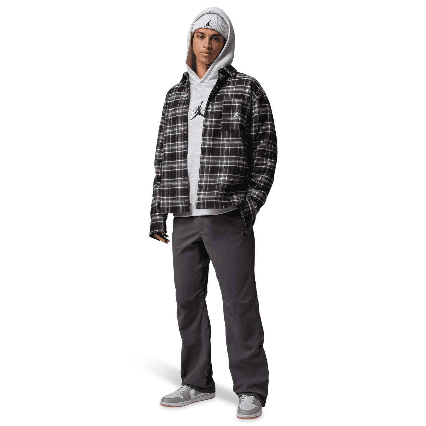 Jordan Brooklyn Flannel Graphic Long Sleeve - Men's - Black/Sail
