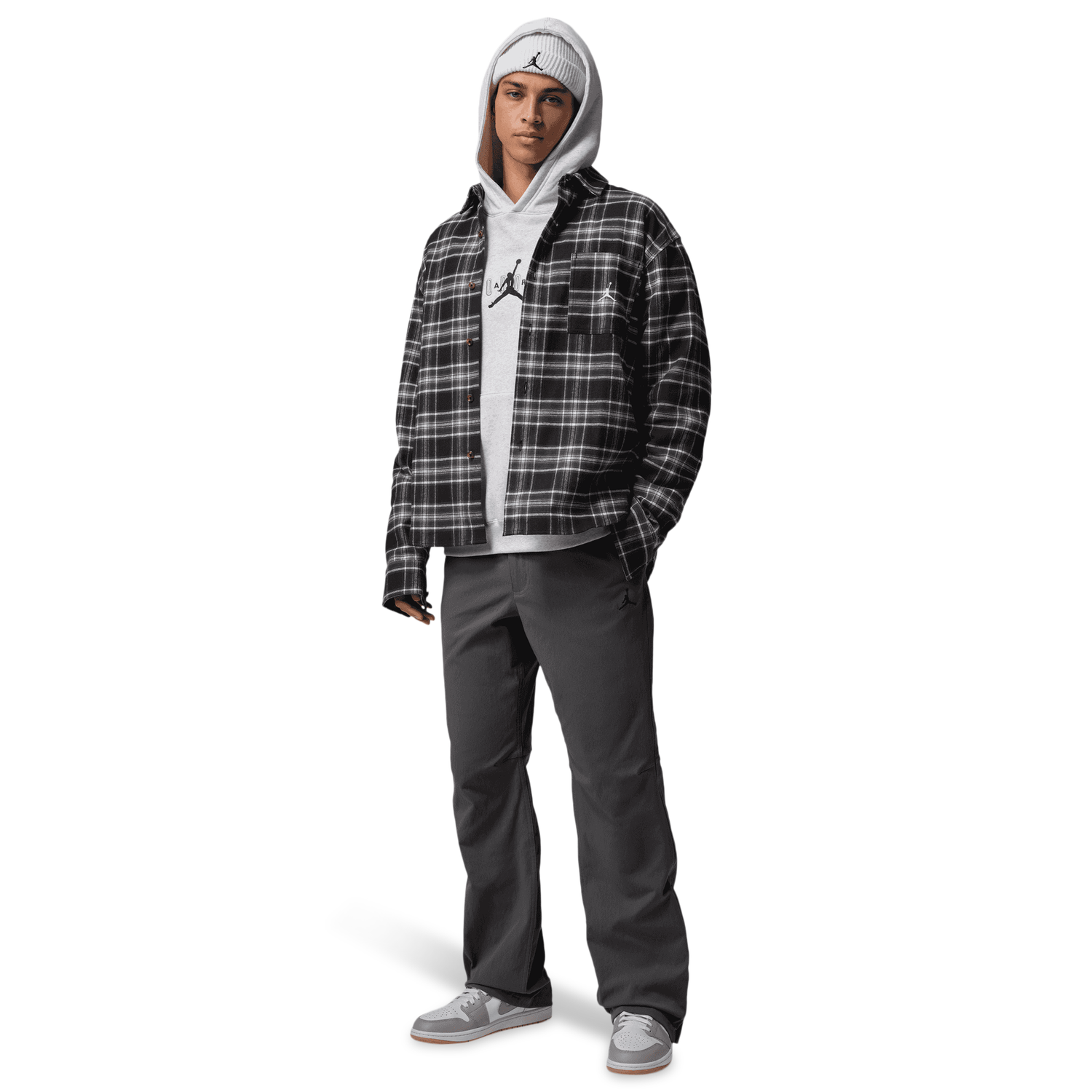 Jordan Brooklyn Flannel Graphic Long Sleeve - Men's - Black/Sail