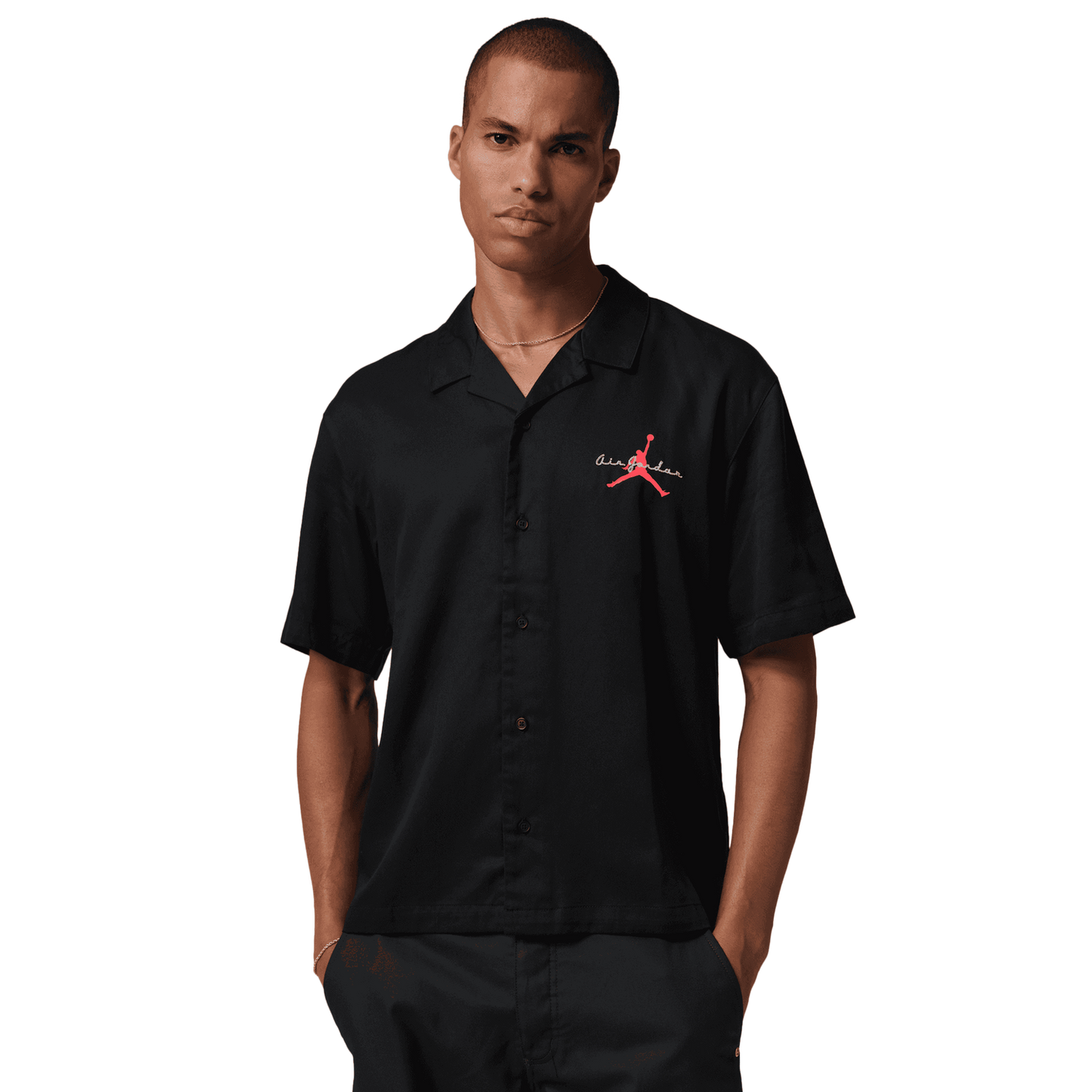 Jordan Brooklyn Bowling Shirt - Men's - Black/Infrared 23