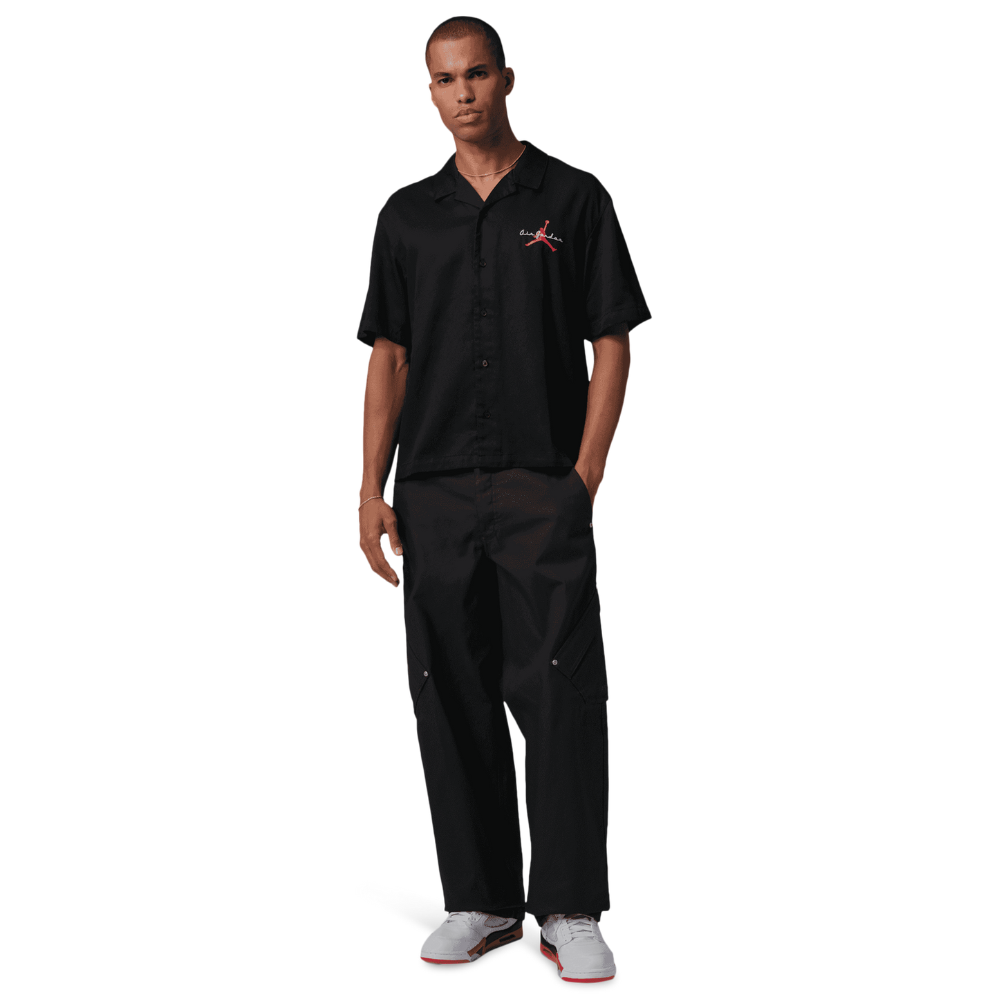 Jordan Brooklyn Bowling Shirt - Men's - Black/Infrared 23
