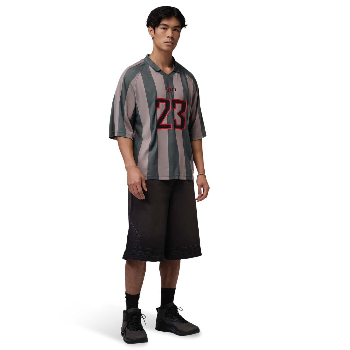 Jordan Brooklyn Terrace Short Sleeve Top - Men's - Enigma Stone/University Red/Iron Grey