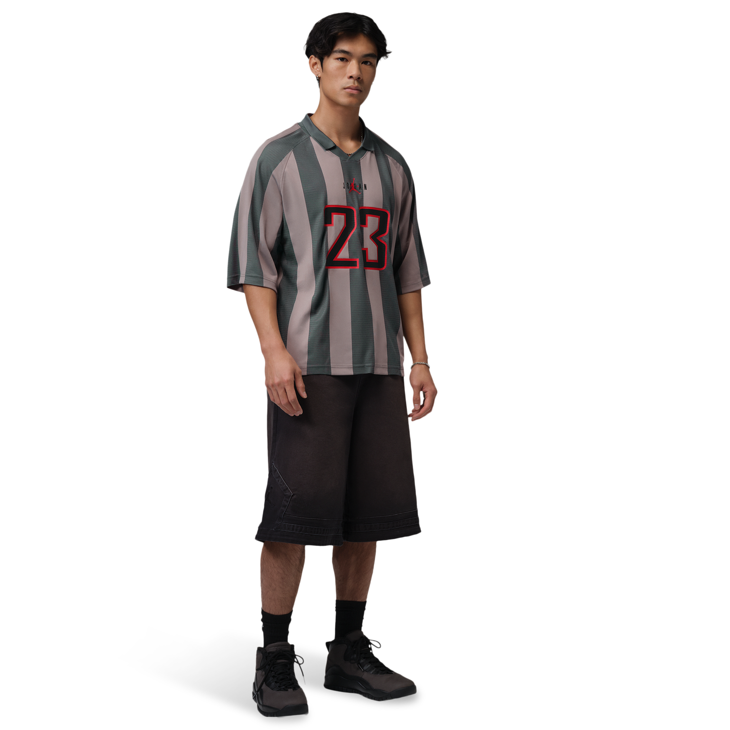 Jordan Brooklyn Terrace Short Sleeve Top - Men's - Enigma Stone/University Red/Iron Grey