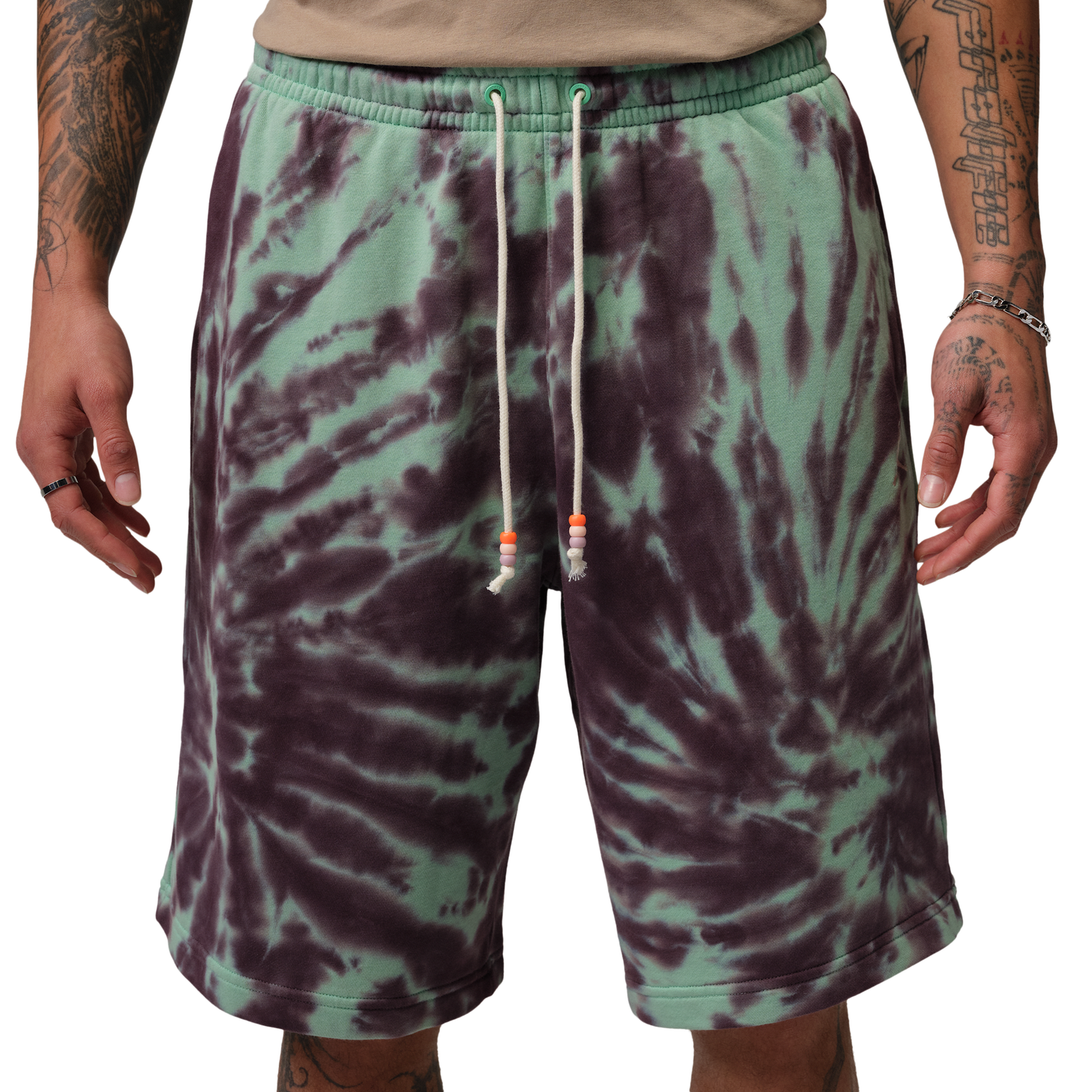 Jordan Brooklyn Festival TD Fleece Shorts - Men's - Burgundy Ash/Pale Ivory/Green Glow
