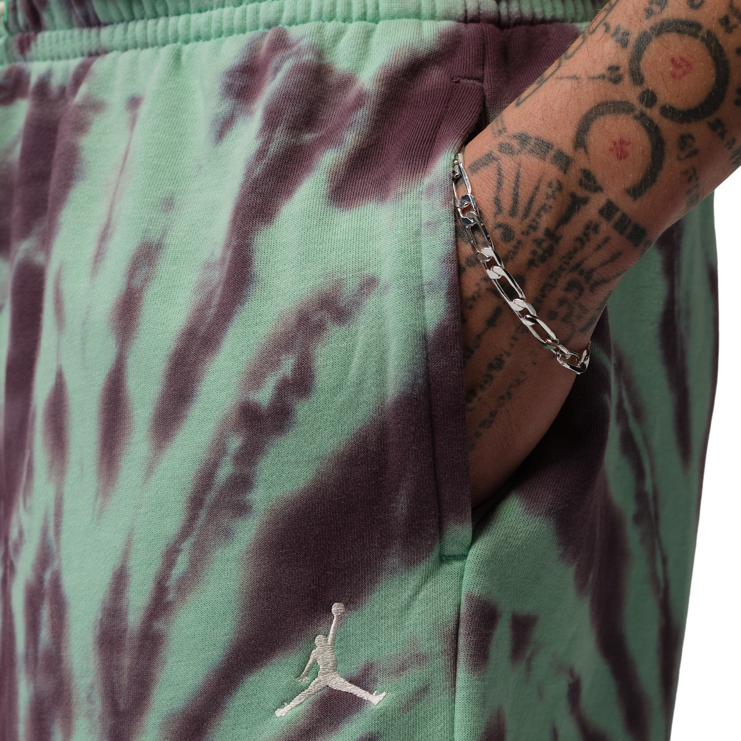 Jordan Brooklyn Festival TD Fleece Shorts - Men's - Burgundy Ash/Pale Ivory/Green Glow