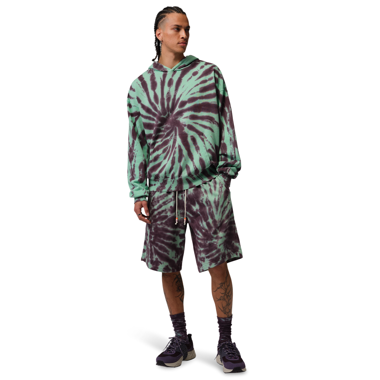 Jordan Brooklyn Festival TD Fleece Shorts - Men's - Burgundy Ash/Pale Ivory/Green Glow