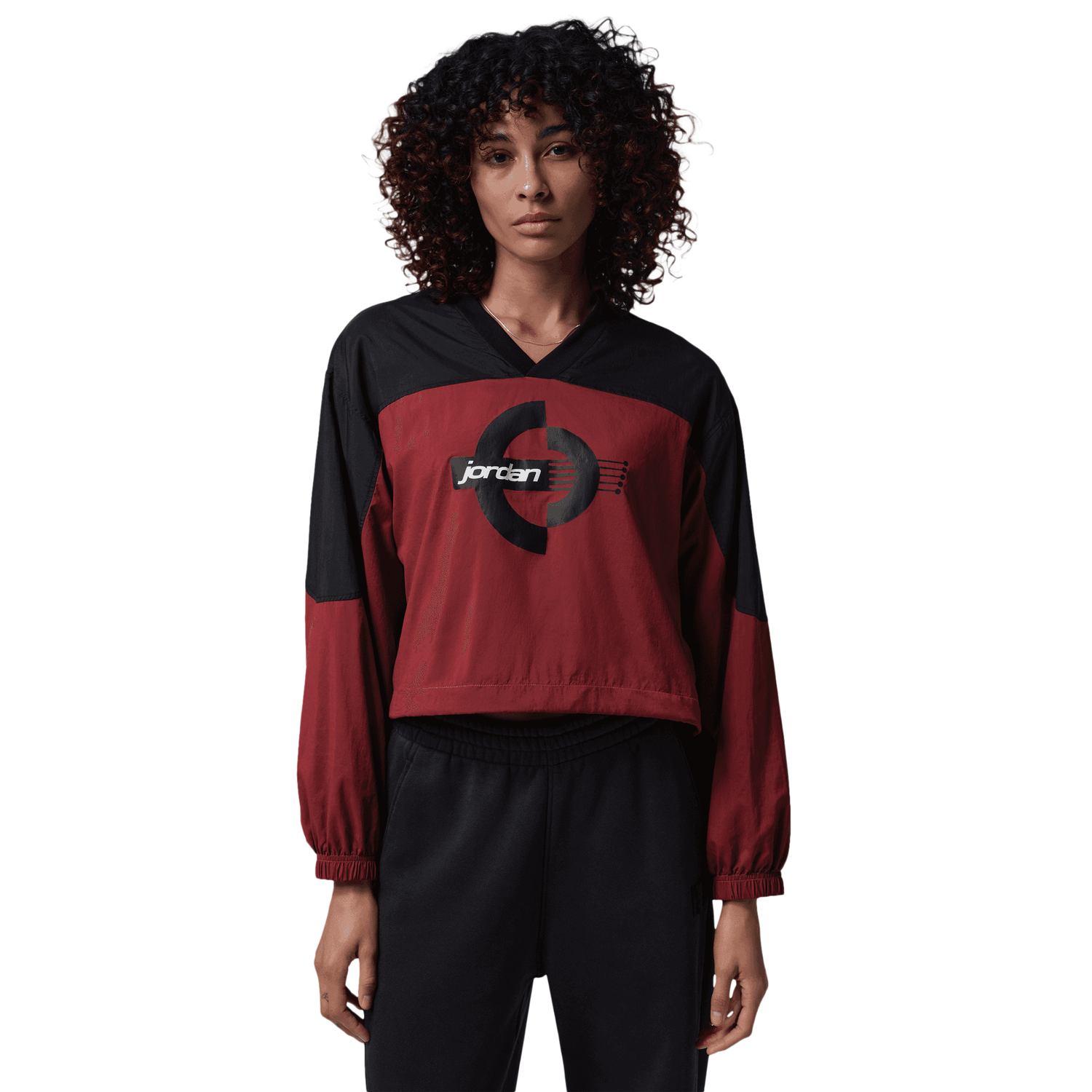 Jordan Brooklyn Woven Long Sleeve Graphic T-Shirt - Women's - Chile Red/Black