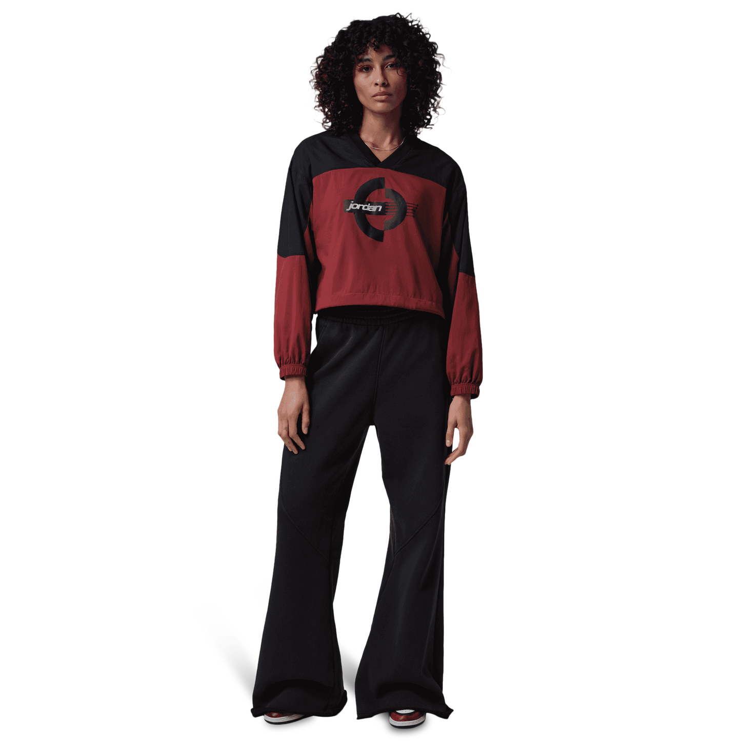 Jordan Brooklyn Woven Long Sleeve Graphic T-Shirt - Women's - Chile Red/Black