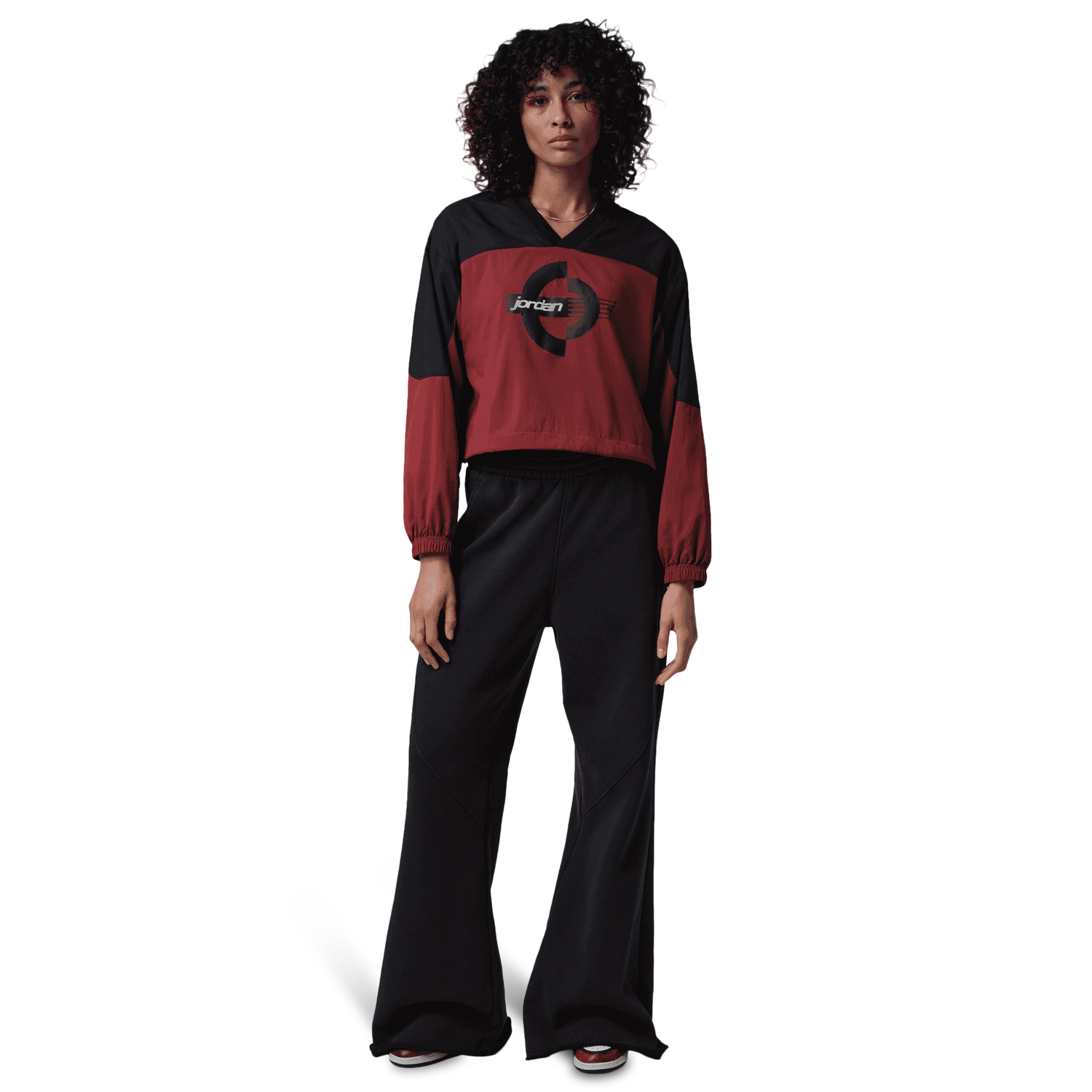 Jordan Brooklyn Woven Long Sleeve Graphic T-Shirt - Women's - Chile Red/Black