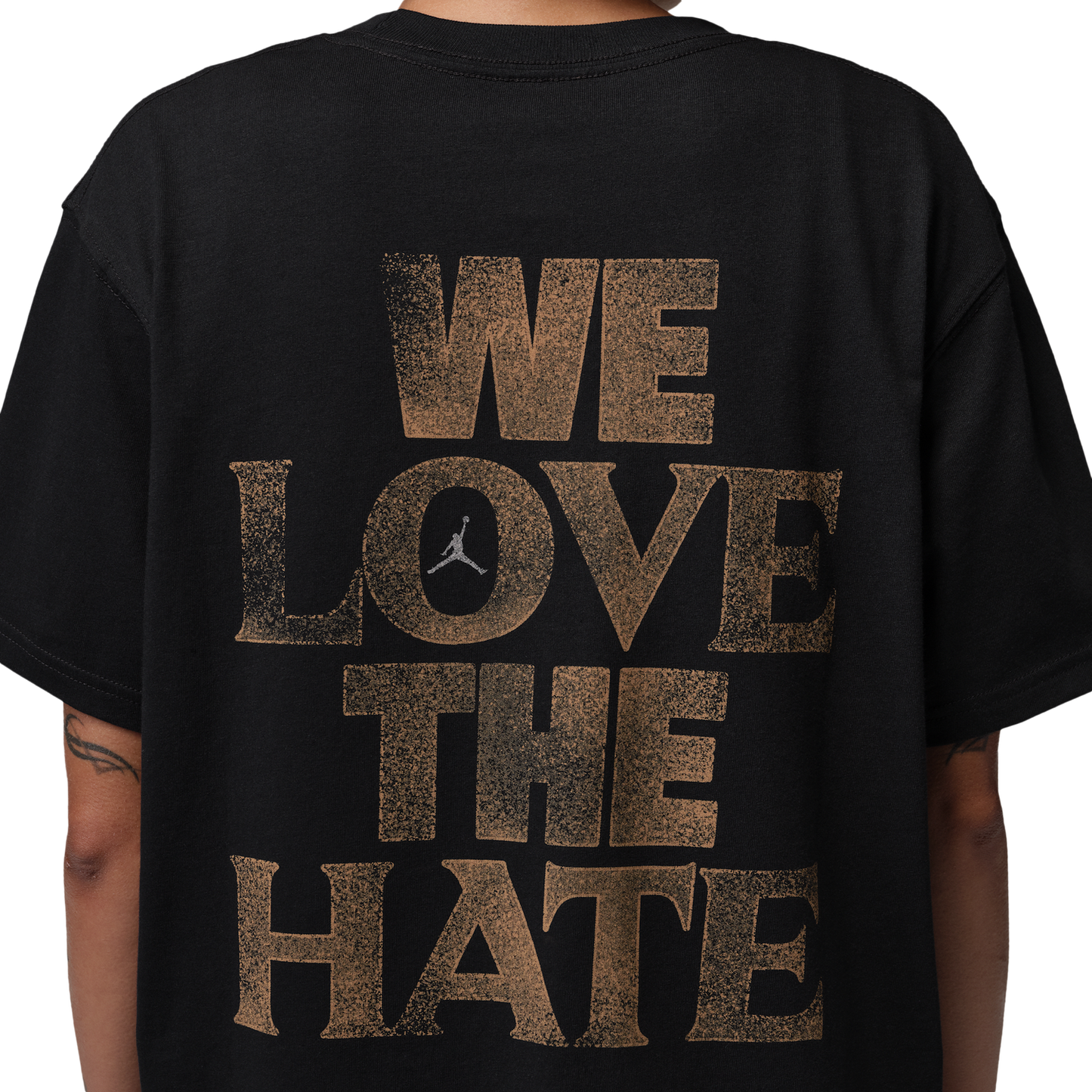 Jordan Sport Drifit SS Gfx Tee - Women's - Black/Metallic Gold/White