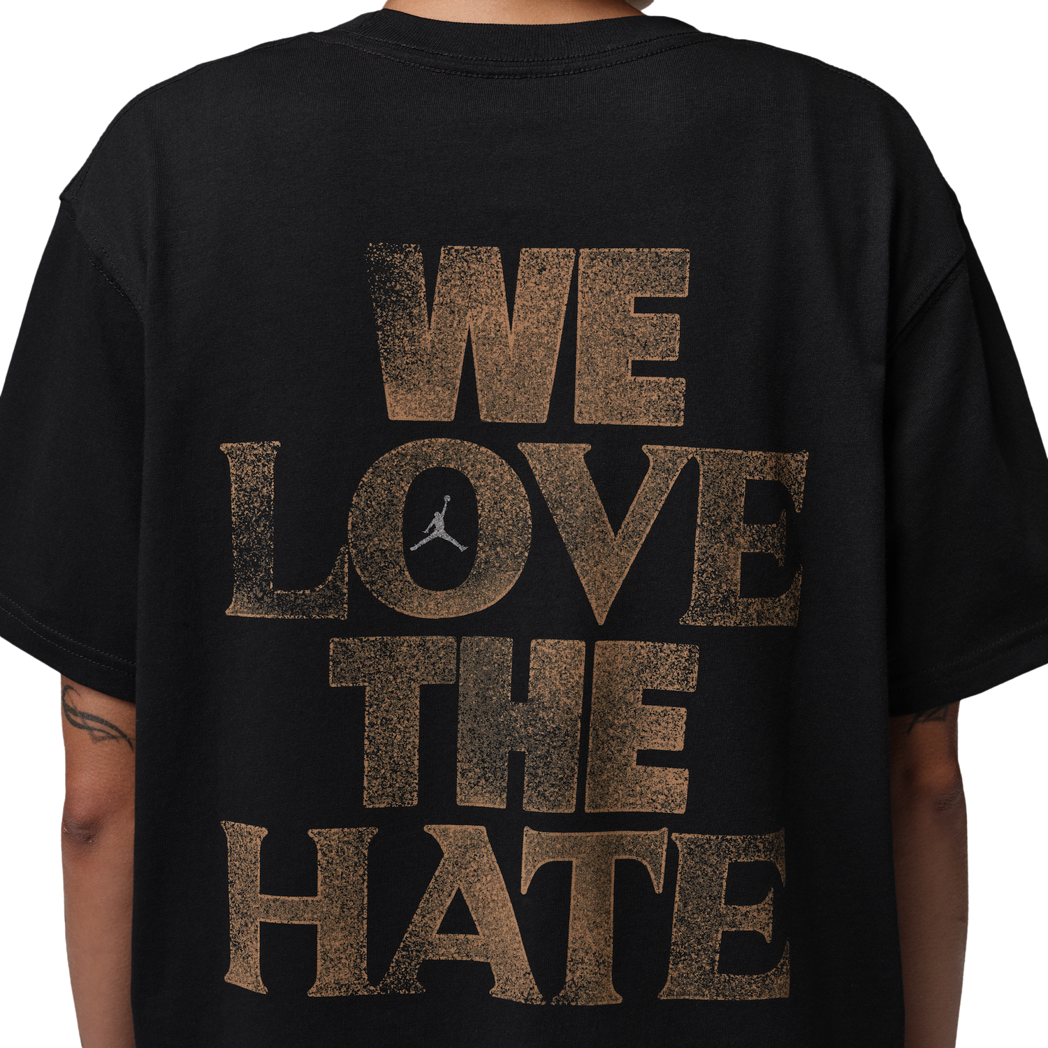 Jordan Sport Drifit SS Gfx Tee - Women's - Black/Metallic Gold/White