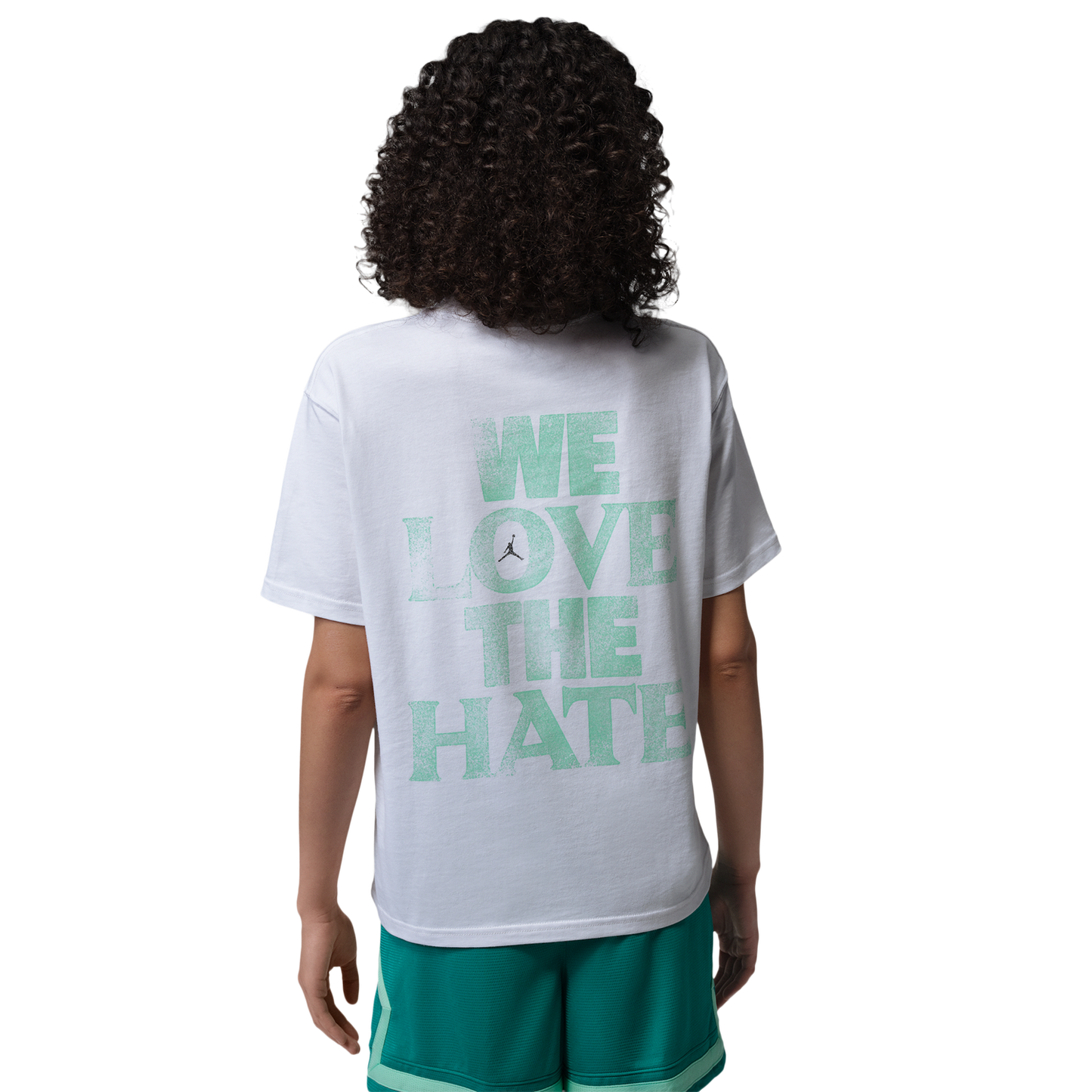 Jordan Sport Drifit SS Gfx Tee - Women's - White/Green Glow/Black