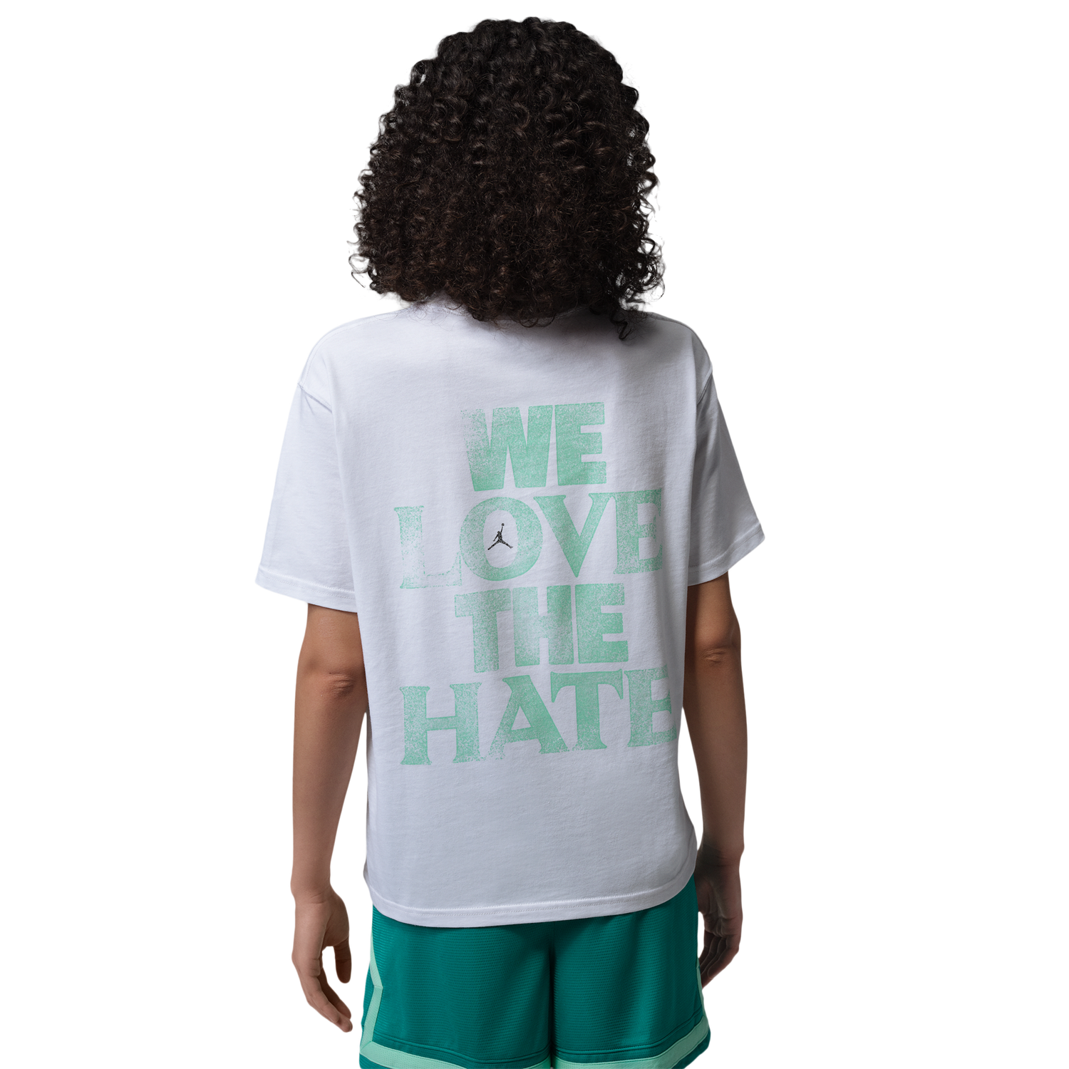 Jordan Sport Drifit SS Gfx Tee - Women's - White/Green Glow/Black
