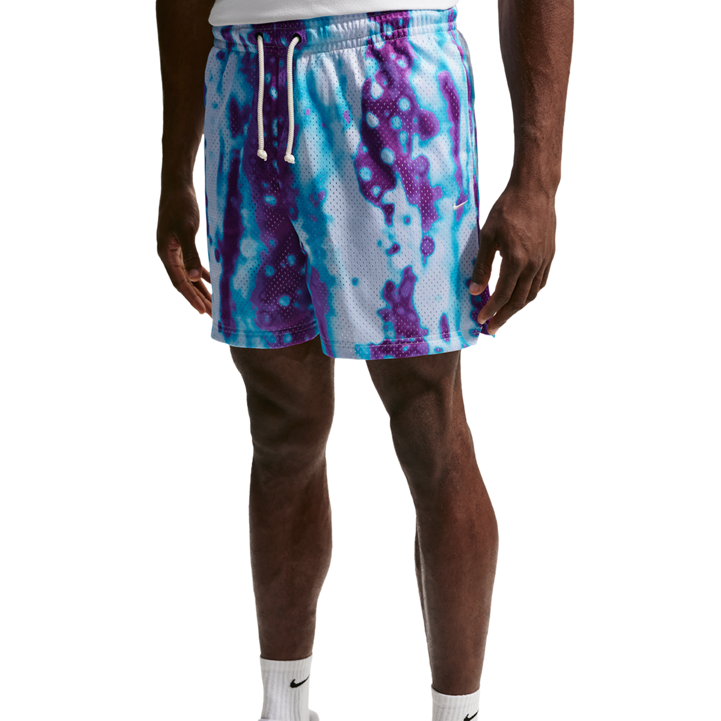 Nike Dri-FIT 5 Inch Mesh Print Shorts - Men's - Pale Ivory/Football Grey